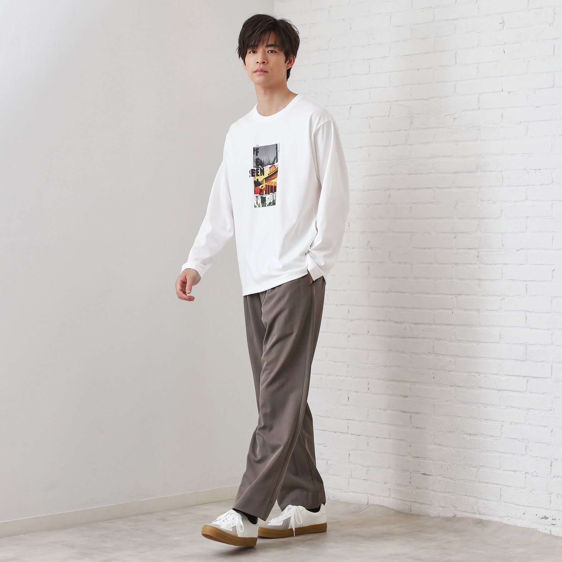 THE SHOP TK「フォトグラフプリント長袖Tシャツ【洗濯機OK】」|Tシャツ・カットソー|
