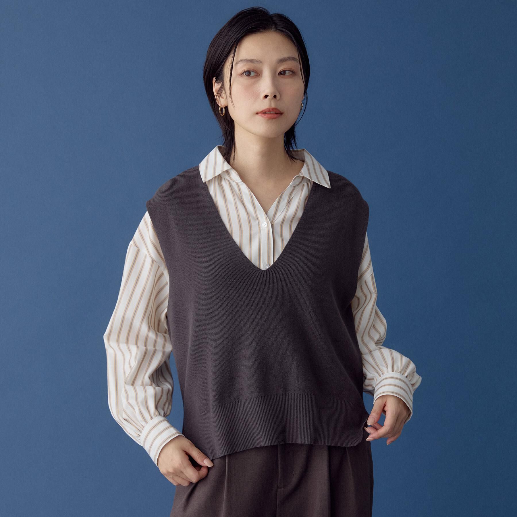 THE SHOP TK「【春まで着られる】ニットベスト＆ブラウスセット/洗濯機OK」|シャツ・ブラウス|