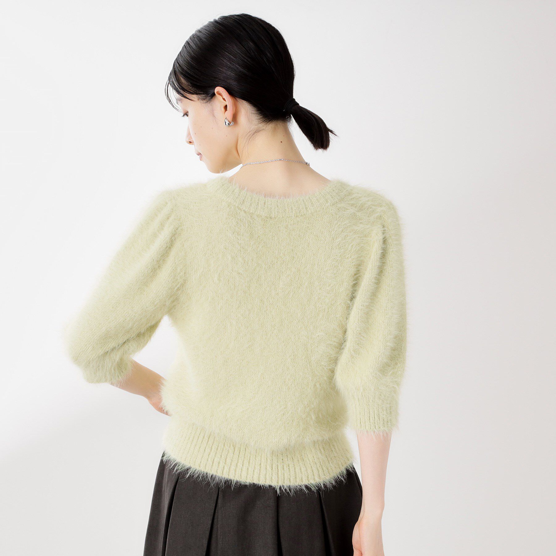 THE SHOP TK「【大人の魅力引き出す】5分袖フェザーニット/洗える」|ニット・セーター|