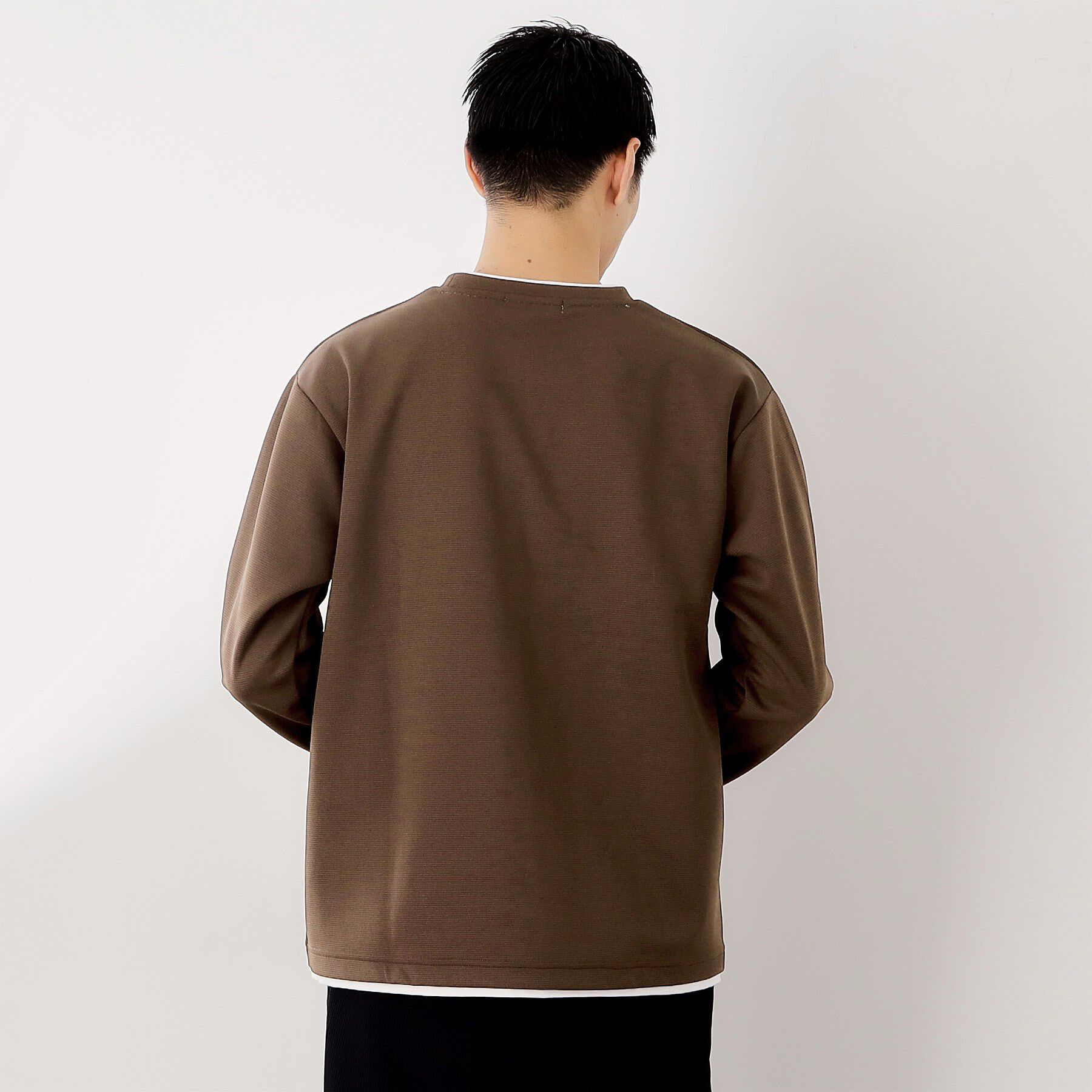 THE SHOP TK「【ラクして決まる！】レイヤード風長袖Tシャツ 洗濯機OK」|Tシャツ・カットソー|