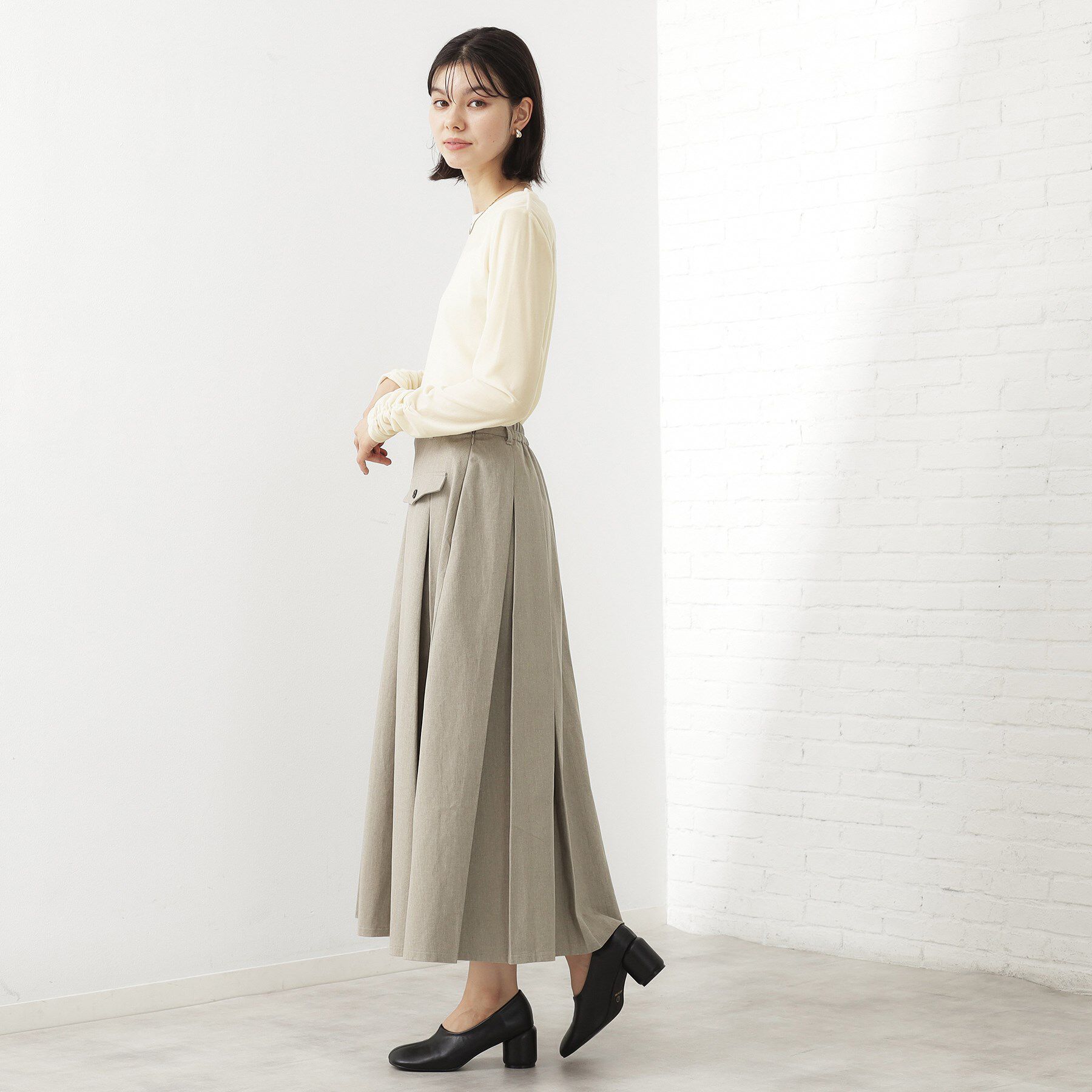 THE SHOP TK「【程よいシアー感】ベロア袖クシュプルオーバー」|Tシャツ・カットソー|