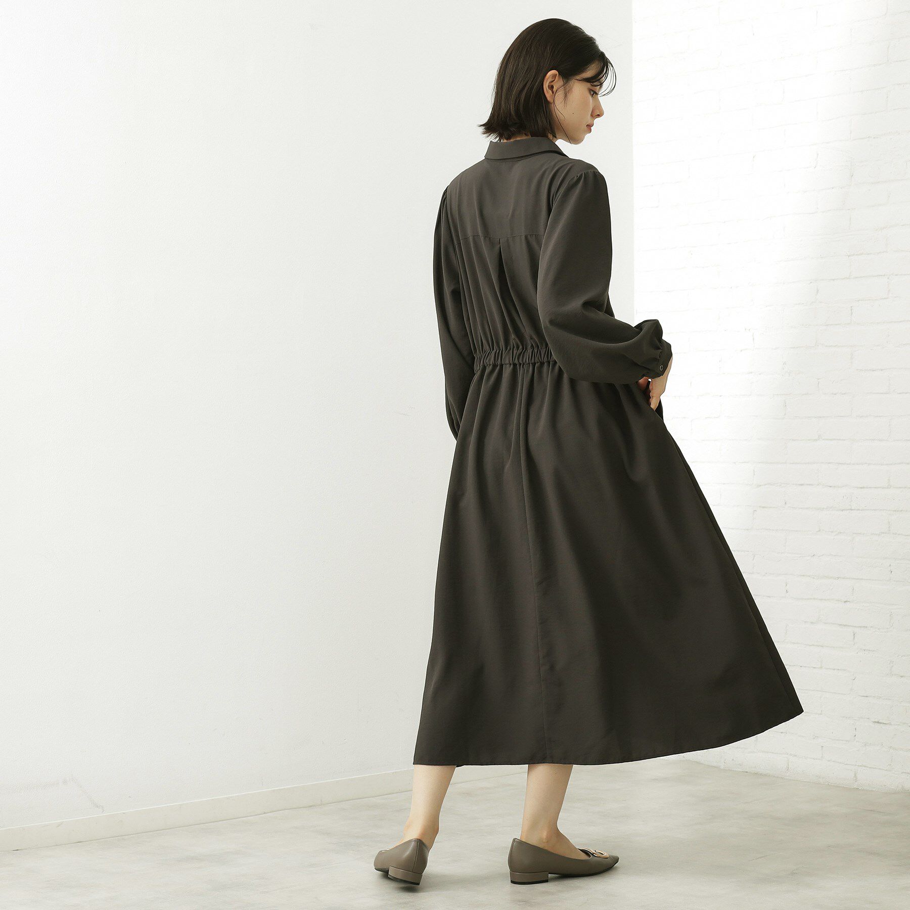 THE SHOP TK「【春まで着られる】フィット＆フレア長袖ワンピース」|ワンピース|