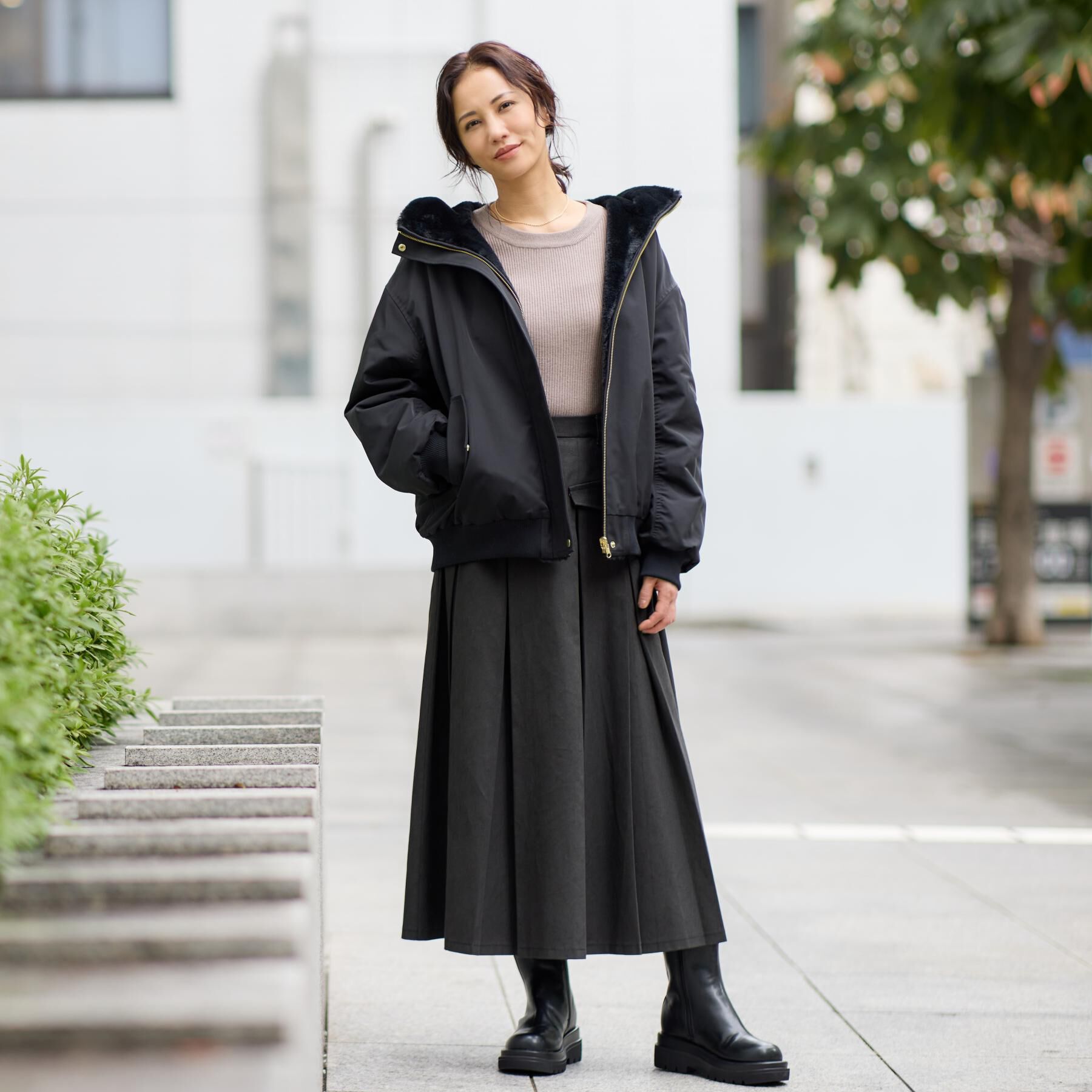 THE SHOP TK「【2WAY/洗える】リバーシブル フェイクファーブルゾン」|ブルゾン・スタジャン|