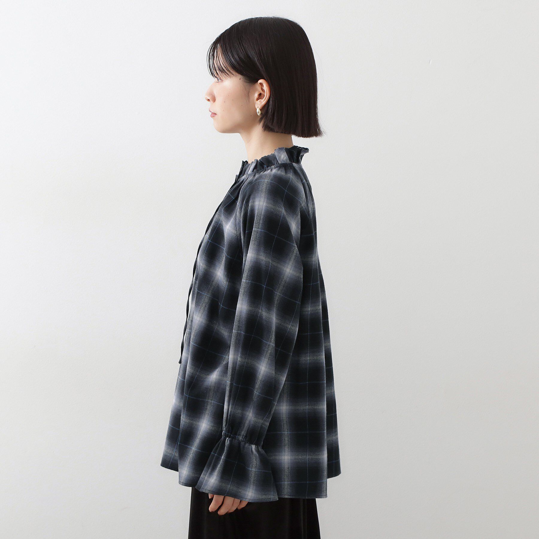 THE SHOP TK「起毛オンブレフリルブラウス」|シャツ・ブラウス|