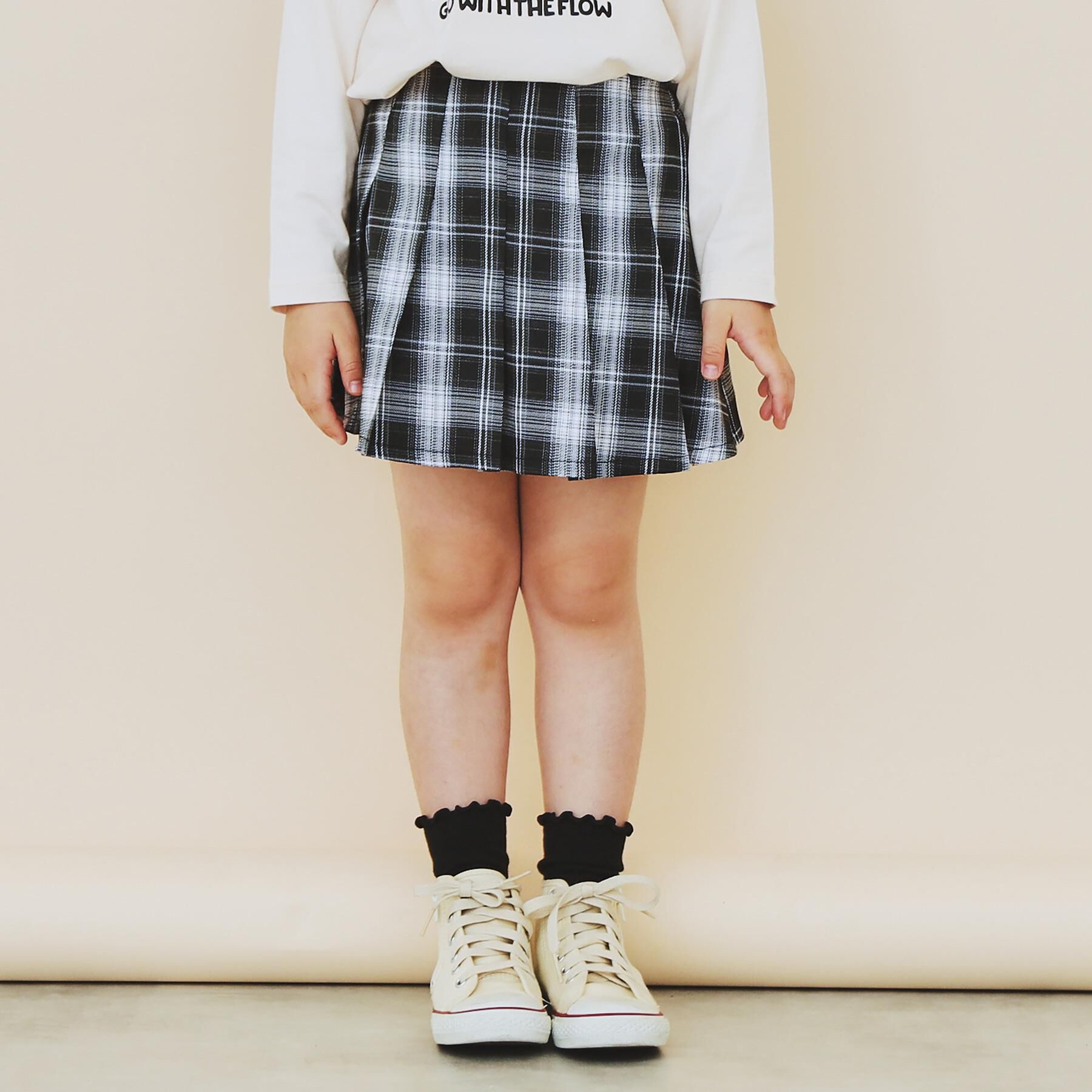 THE SHOP TK「【110-160】チェックスカートパンツ」|スカート|ブラック(219)