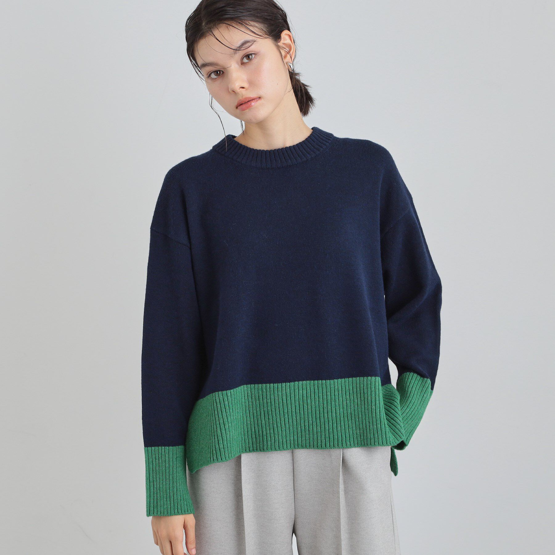 THE SHOP TK「インしないで着られる カラーブロックニット」|ニット・セーター|