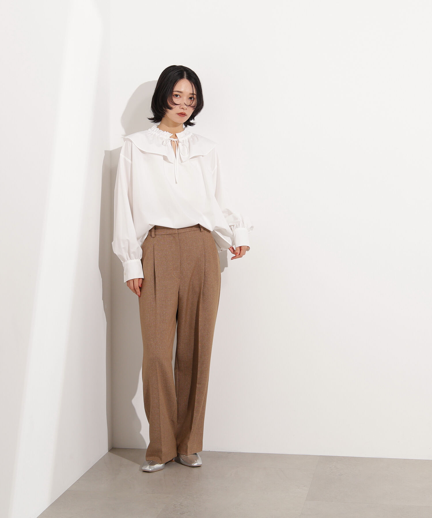  「ダブルフリルネックブラウス」|シャツ・ブラウス|