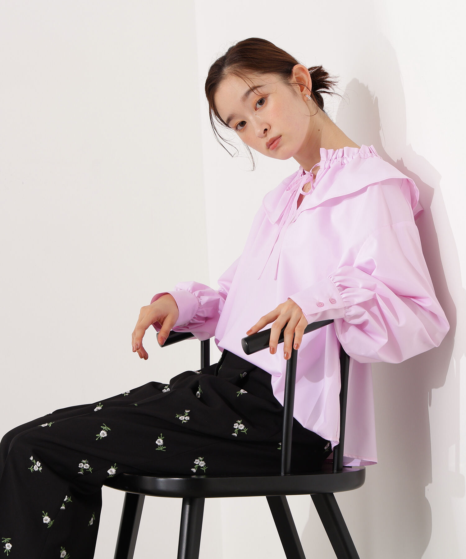  「ダブルフリルネックブラウス」|シャツ・ブラウス|