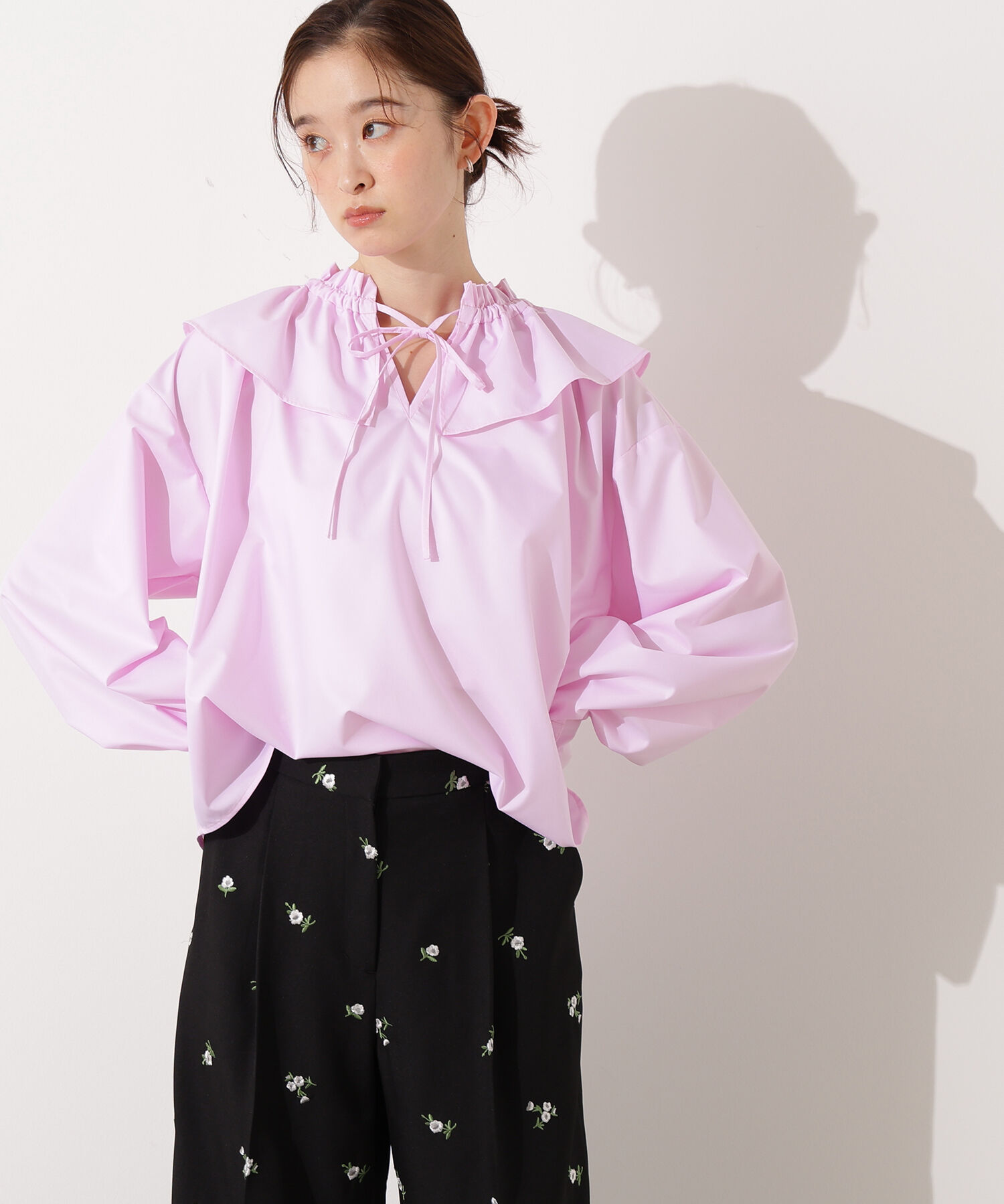  「ダブルフリルネックブラウス」|シャツ・ブラウス|