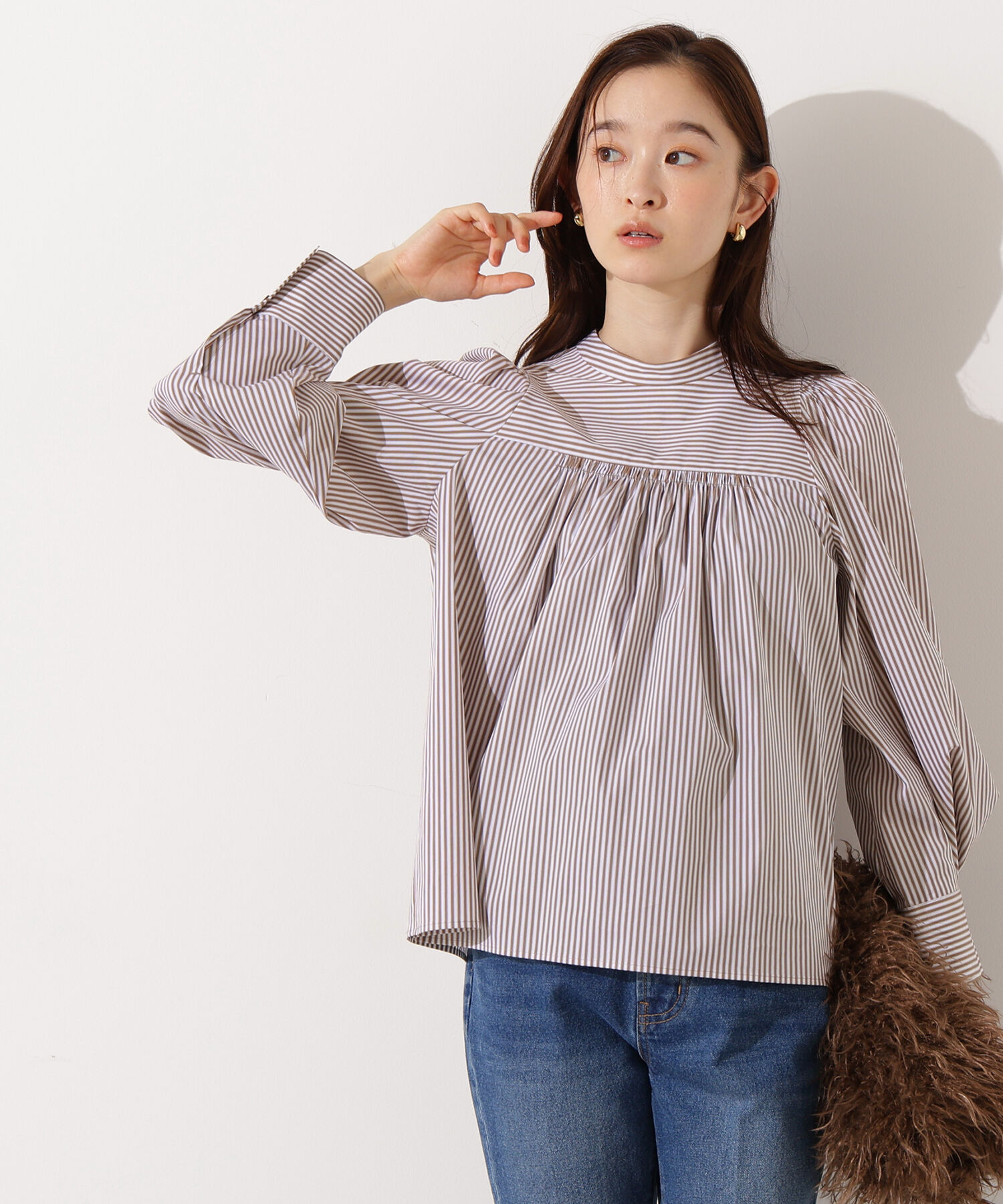  「バックリボンストライプブラウス」|シャツ・ブラウス|