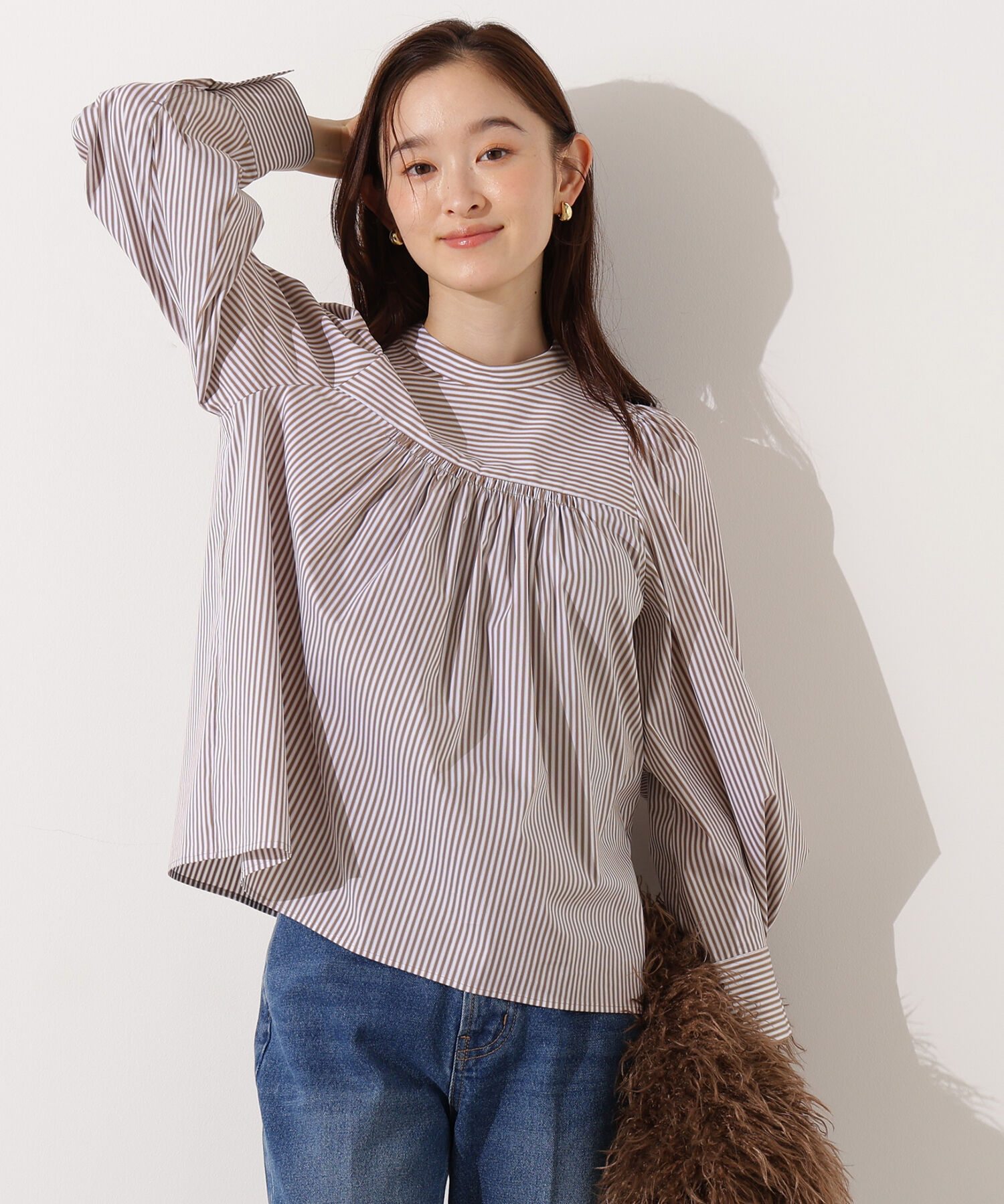  「バックリボンストライプブラウス」|シャツ・ブラウス|