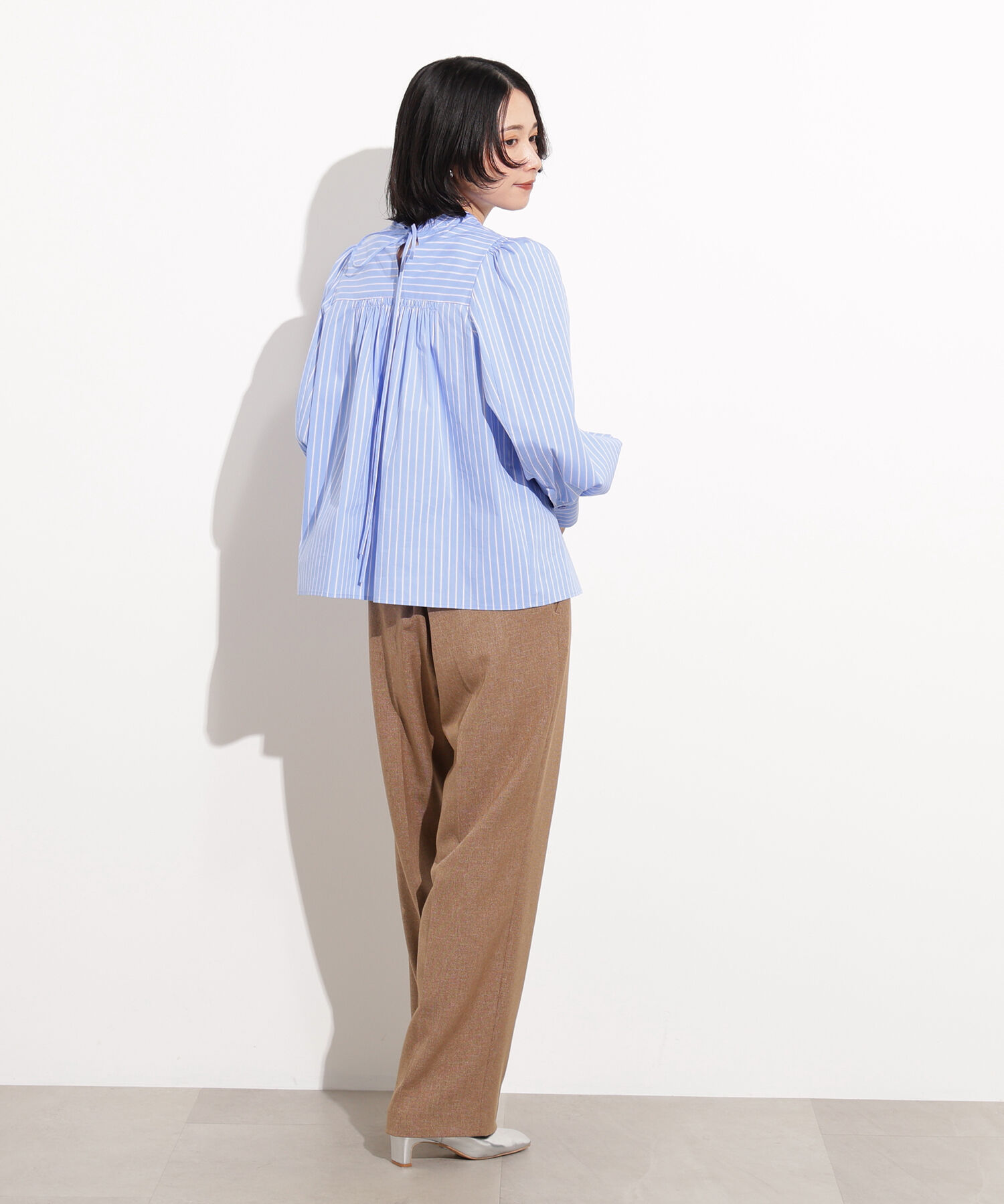  「バックリボンストライプブラウス」|シャツ・ブラウス|