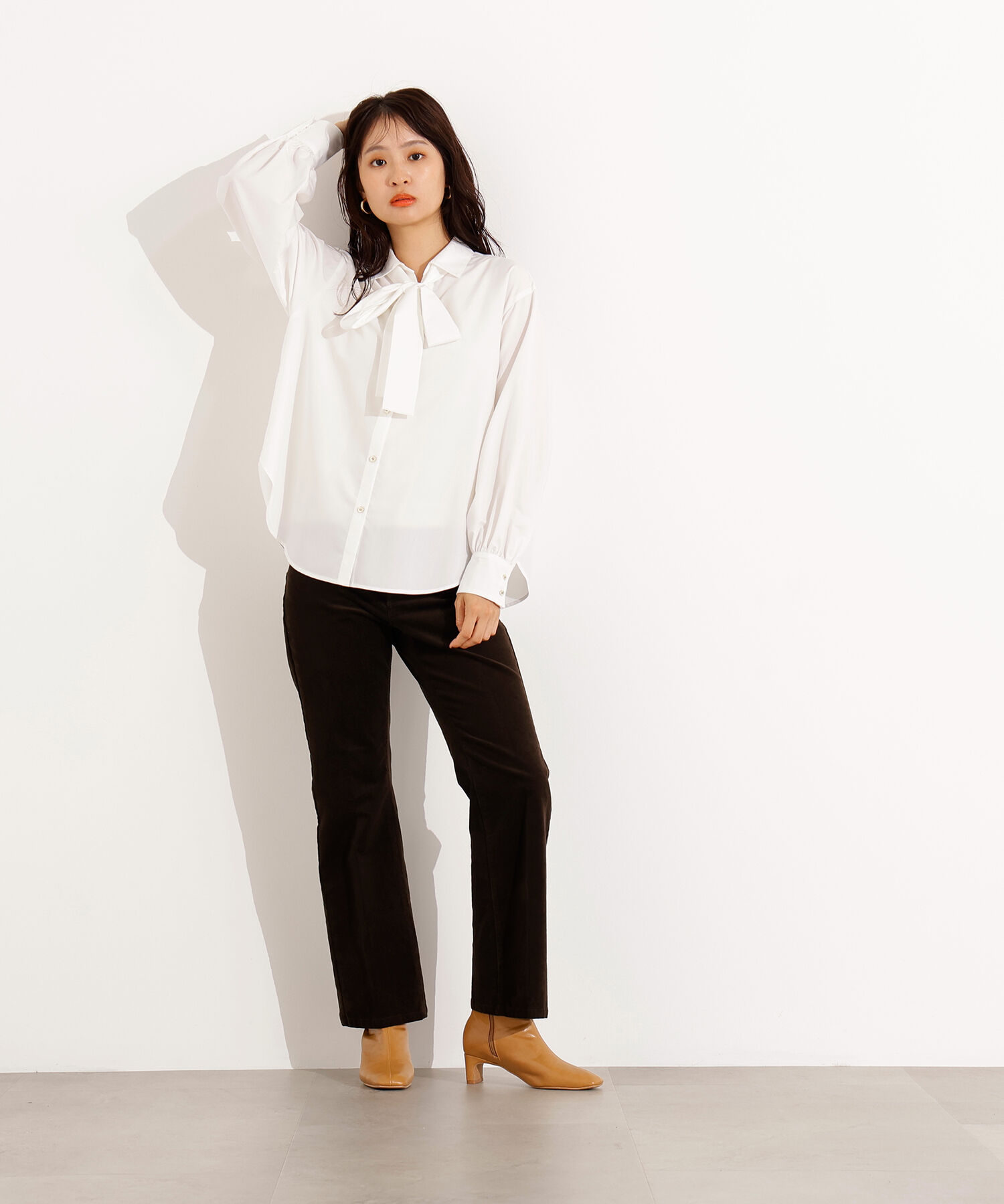  「ゴールドボタン2wayリボンブラウス」|シャツ・ブラウス|