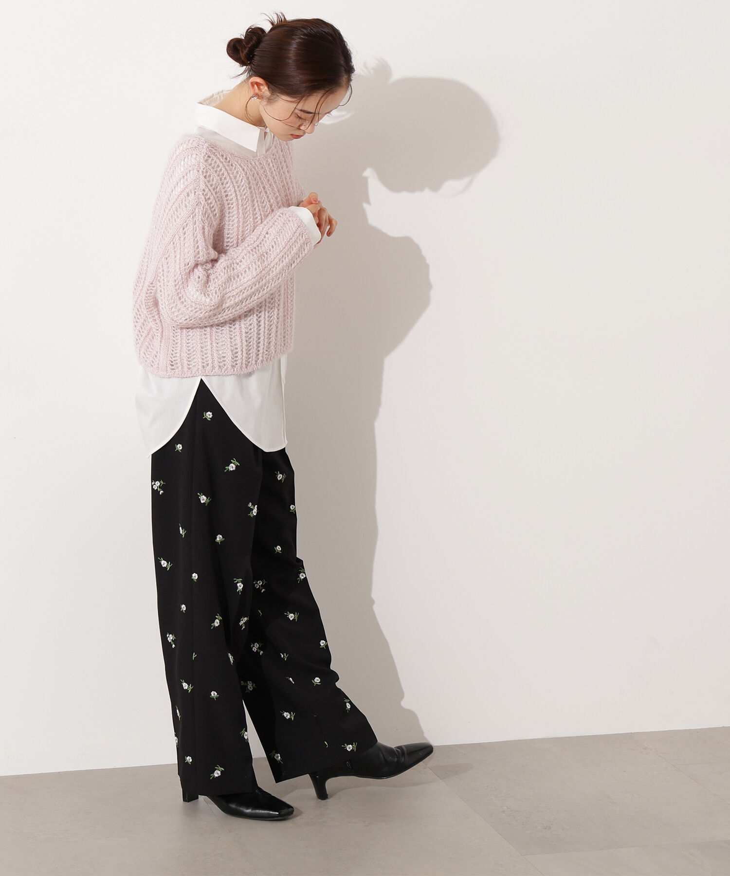  「クロップド透かし編みニット」|ニット・セーター|