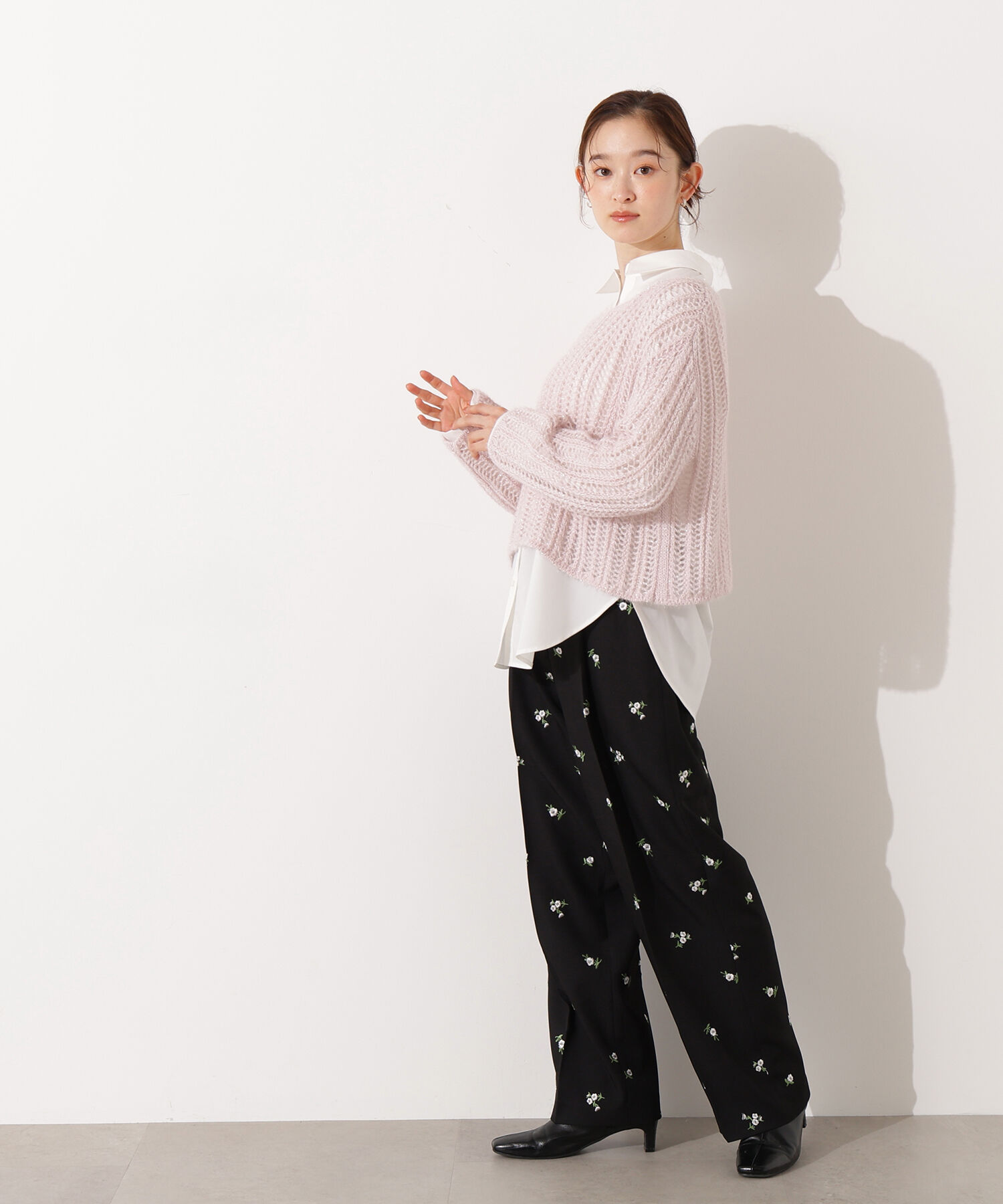  「クロップド透かし編みニット」|ニット・セーター|