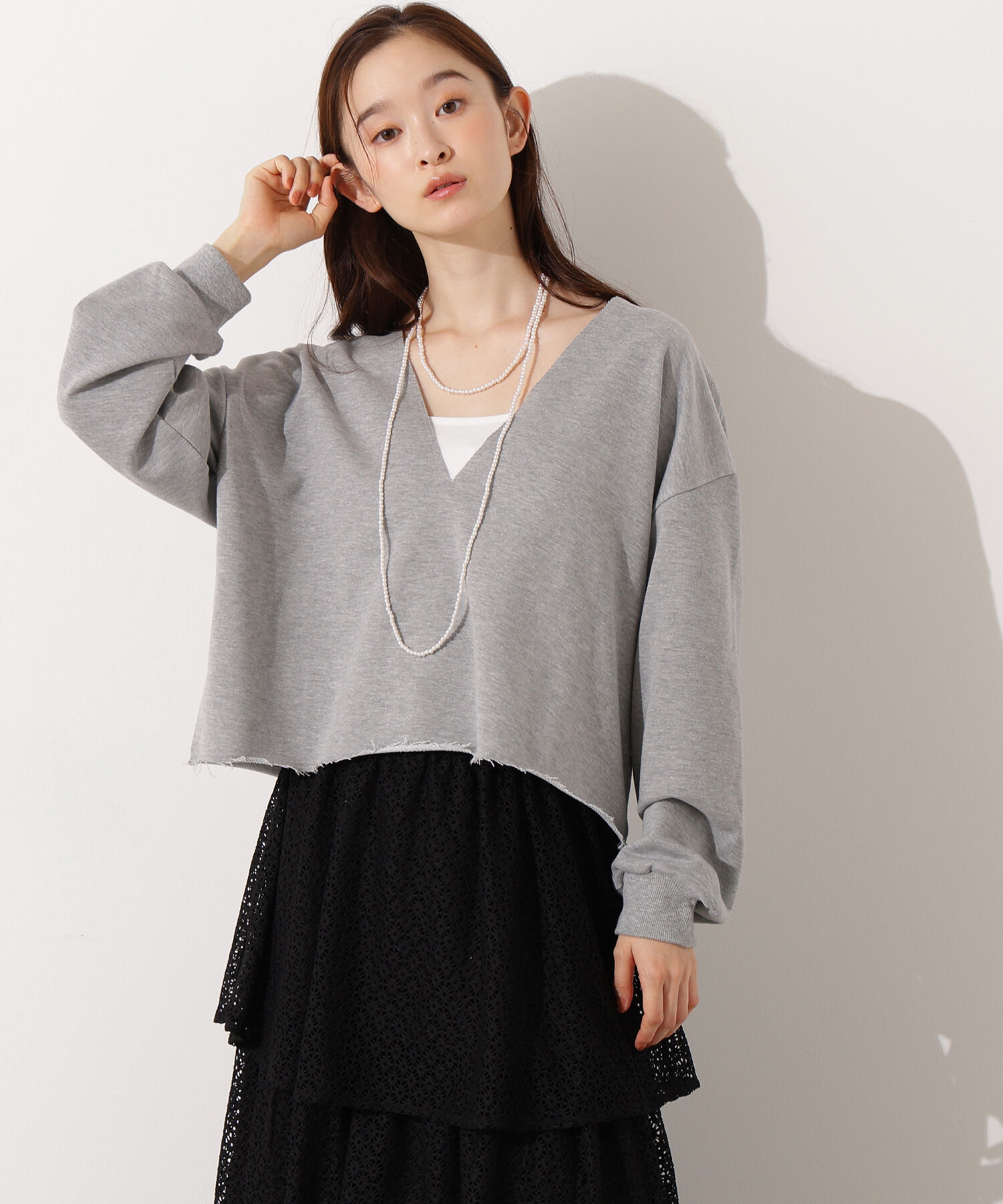  「Vネックスウェットプルオーバー」|Tシャツ・カットソー|