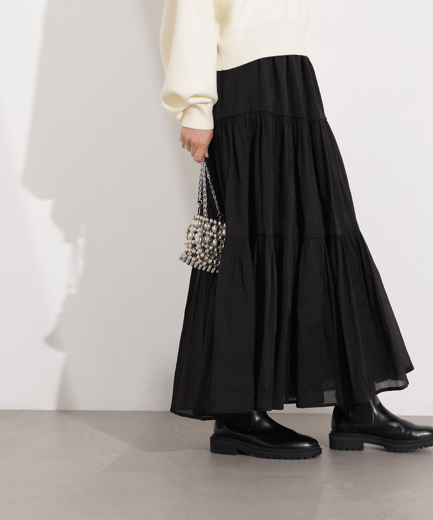  「オーガンジーティアードスカート」|スカート|