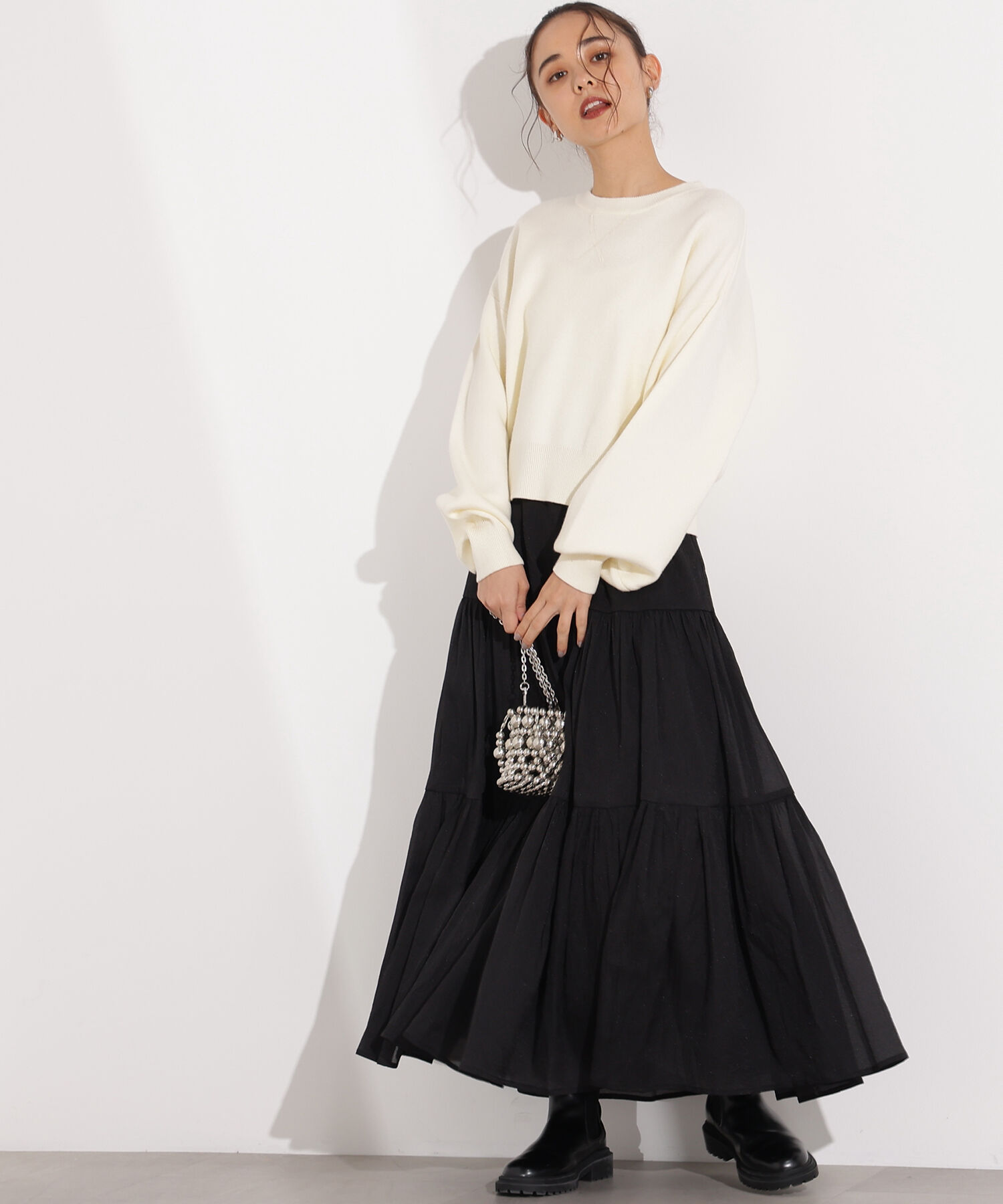  「オーガンジーティアードスカート」|スカート|