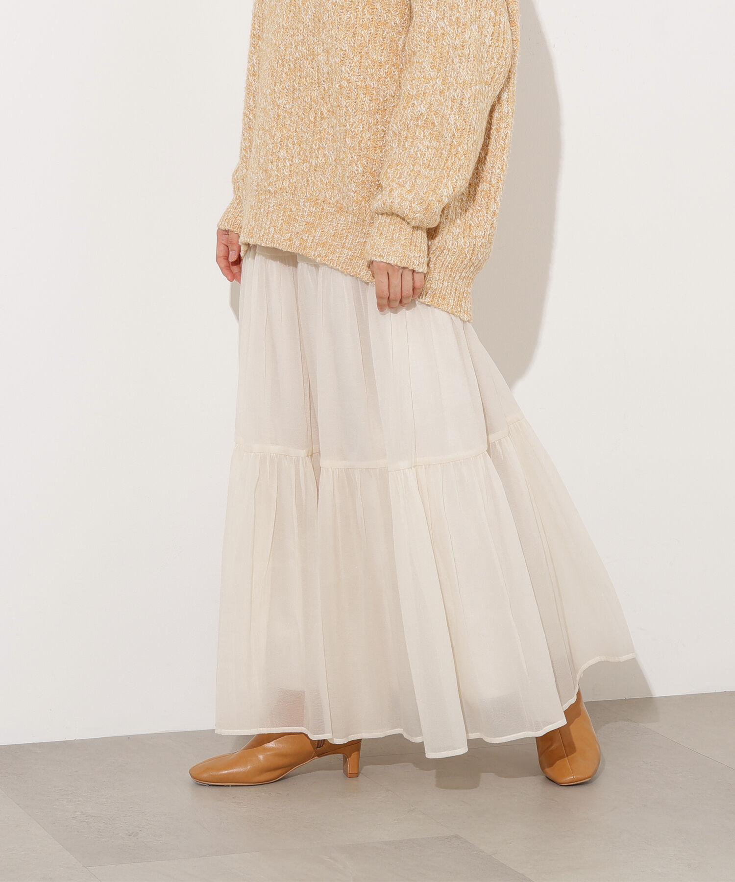  「オーガンジーティアードスカート」|スカート|オフホワイト1