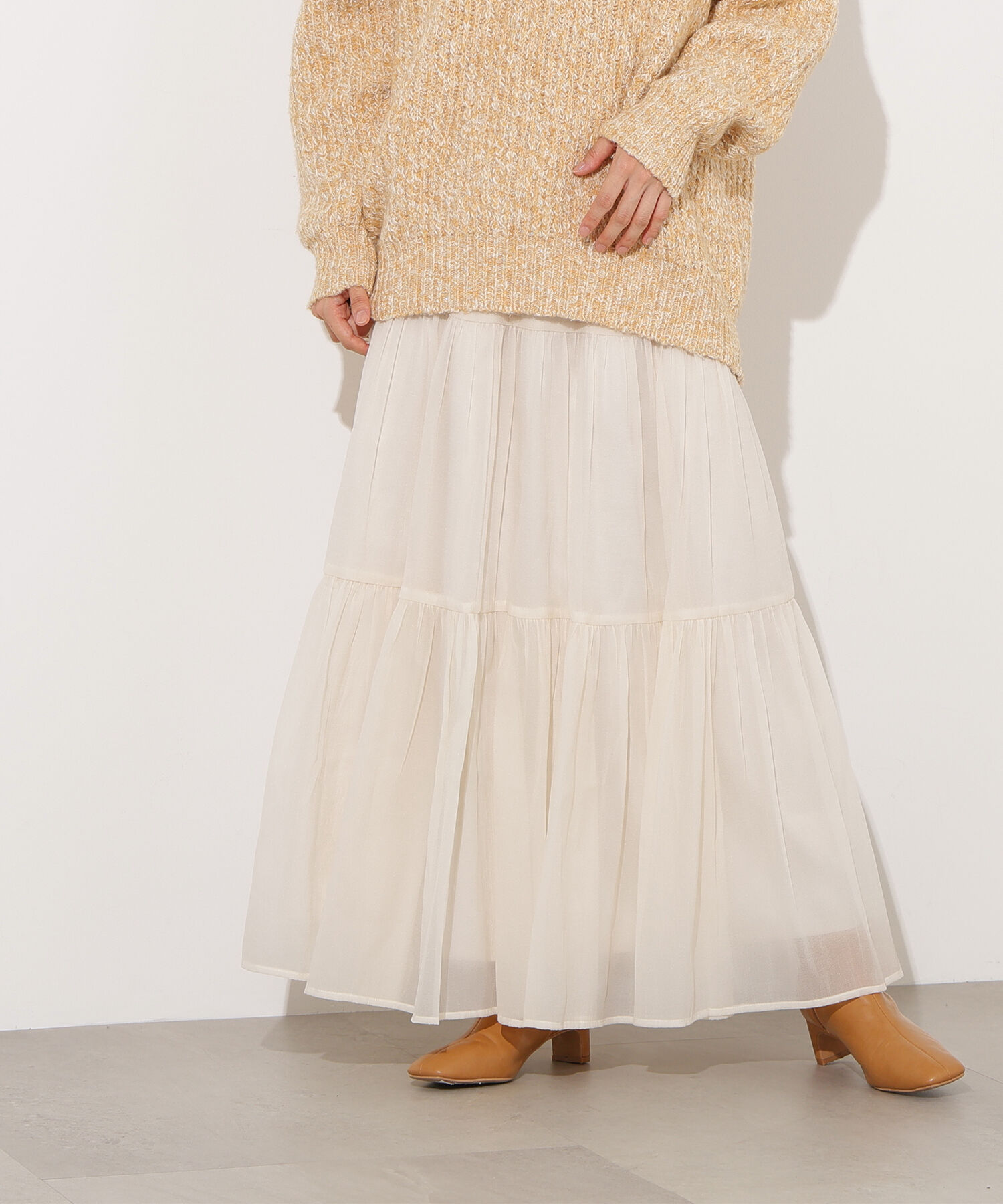  「オーガンジーティアードスカート」|スカート|