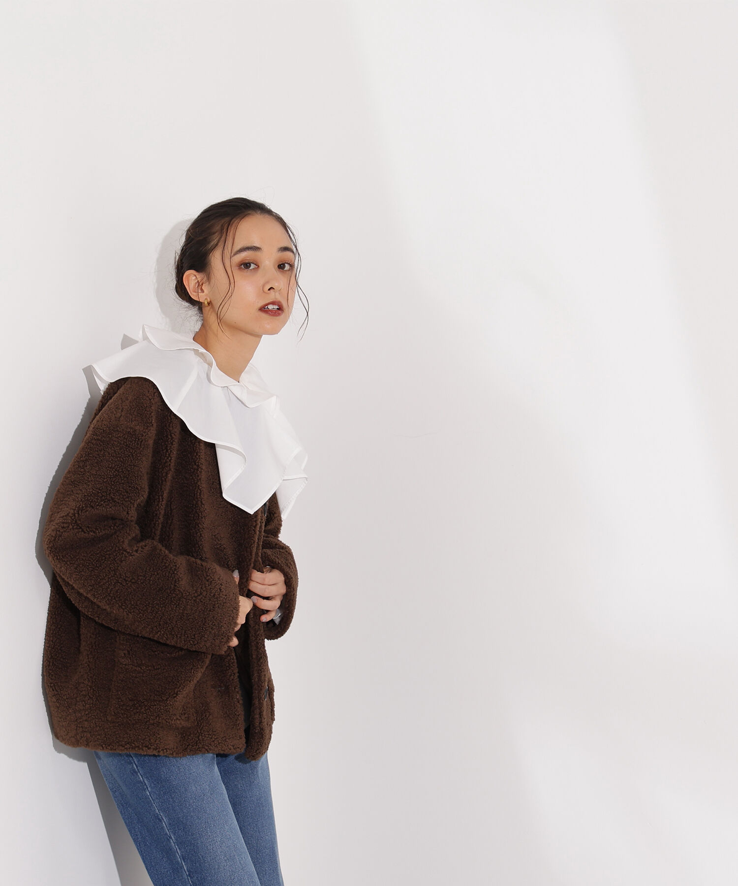  「ノーカラーボアブルゾン」|ブルゾン・スタジャン|