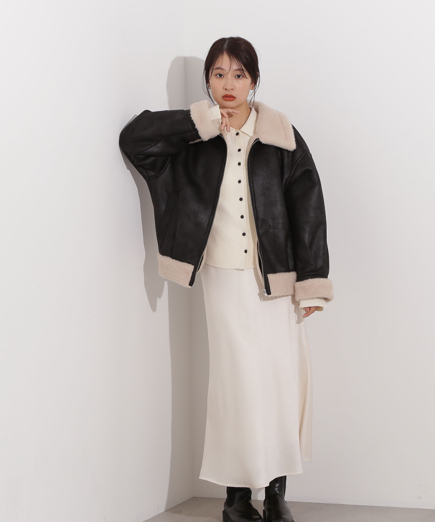  「フェイクムートンボアブルゾン」|ブルゾン・スタジャン|