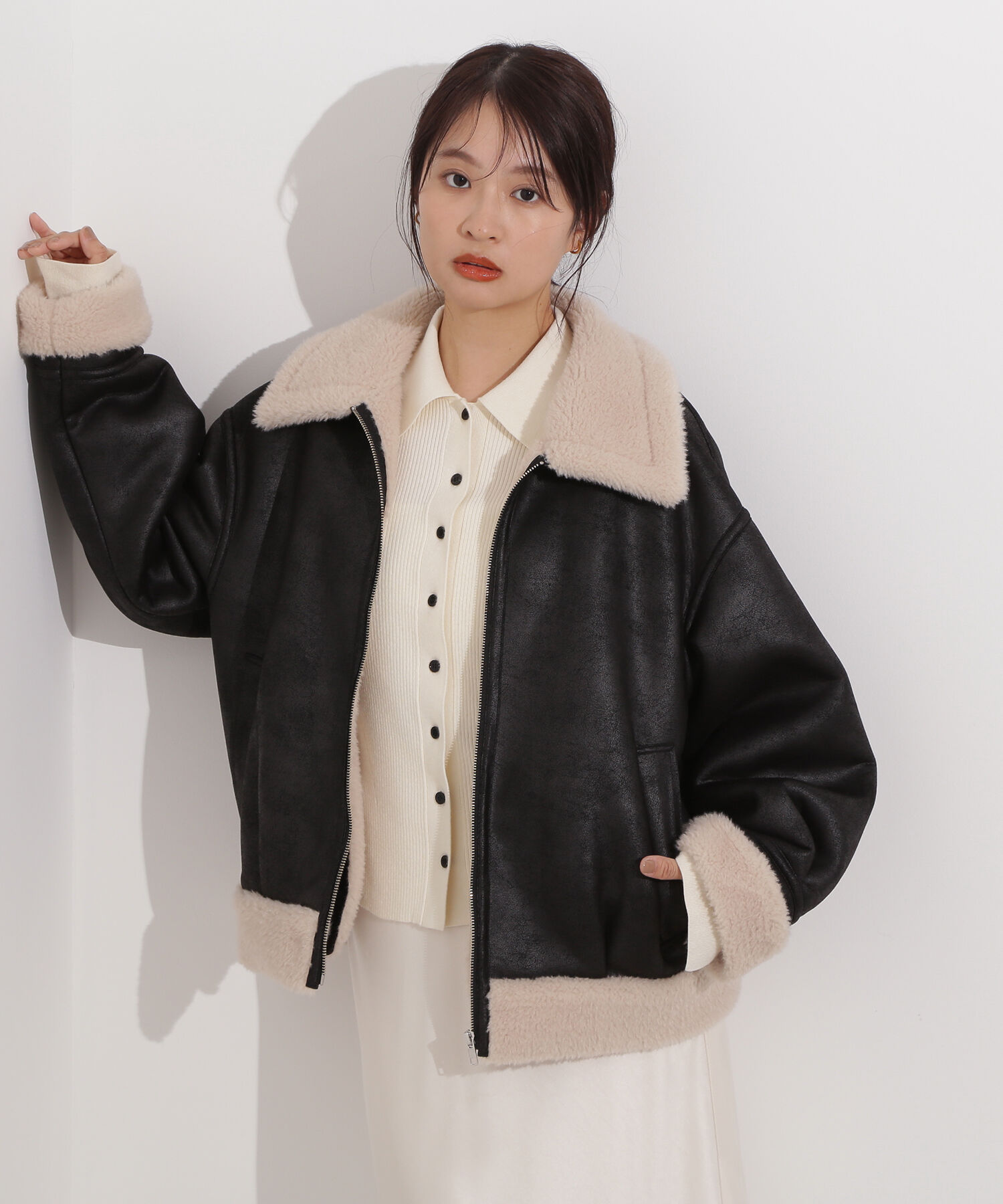  「フェイクムートンボアブルゾン」|ブルゾン・スタジャン|