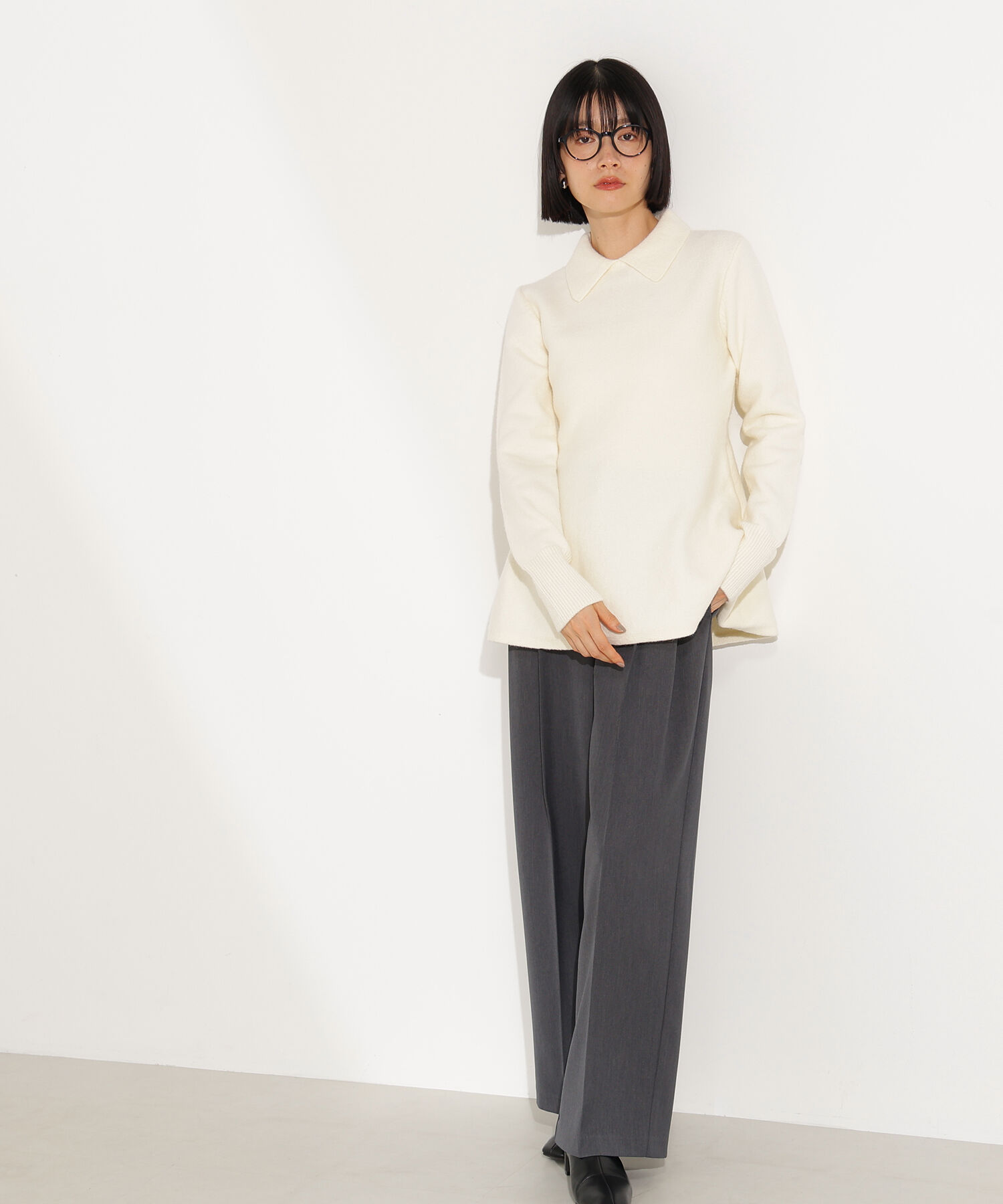  「襟付きペプラムニット」|ニット・セーター|