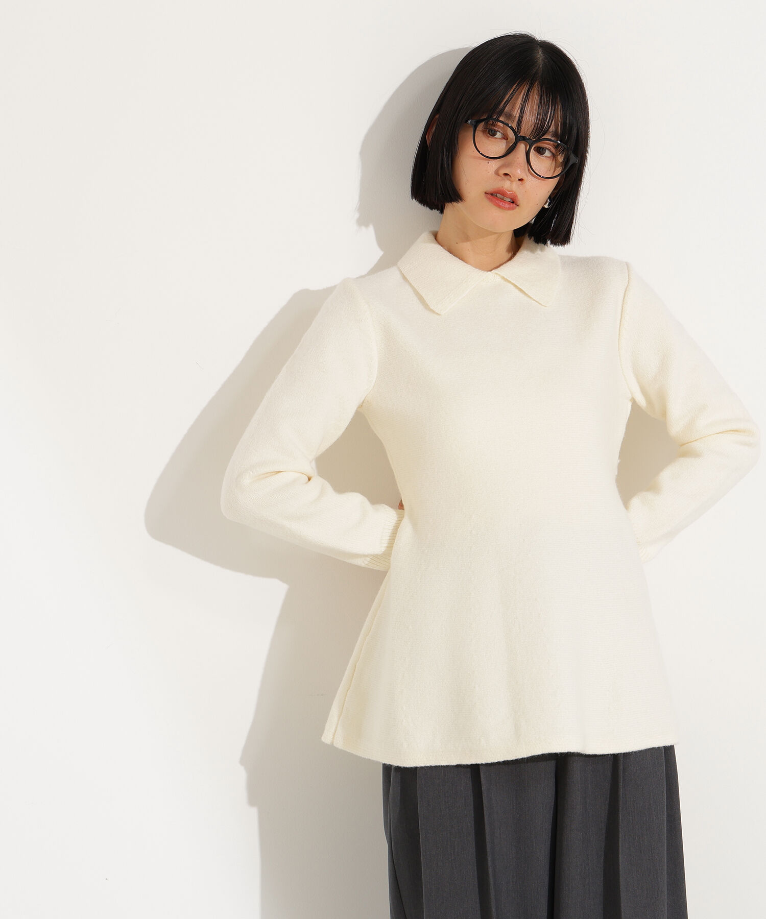  「襟付きペプラムニット」|ニット・セーター|