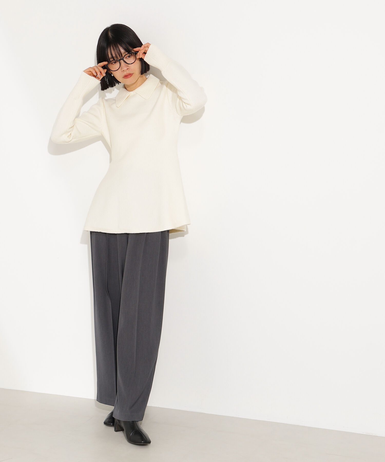  「襟付きペプラムニット」|ニット・セーター|
