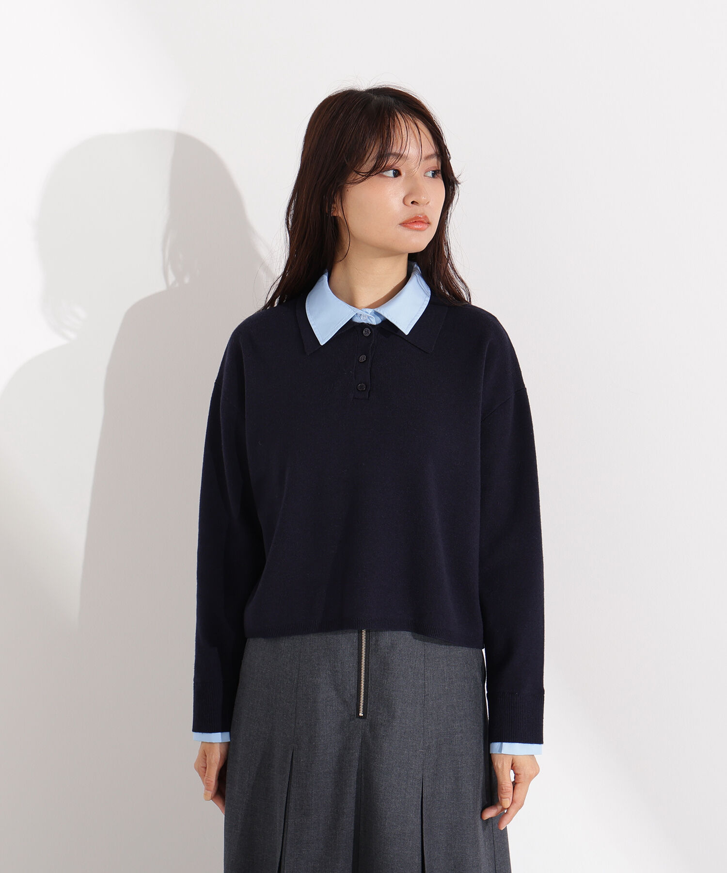  「シャツレイヤードニット」|ニット・セーター|