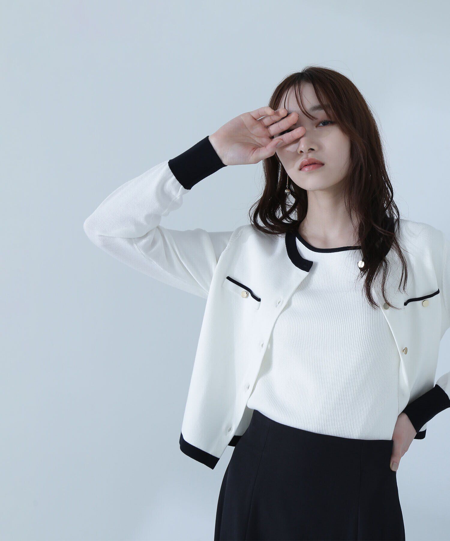  「バイカラーニットアンサンブル」|ニット・セーター|