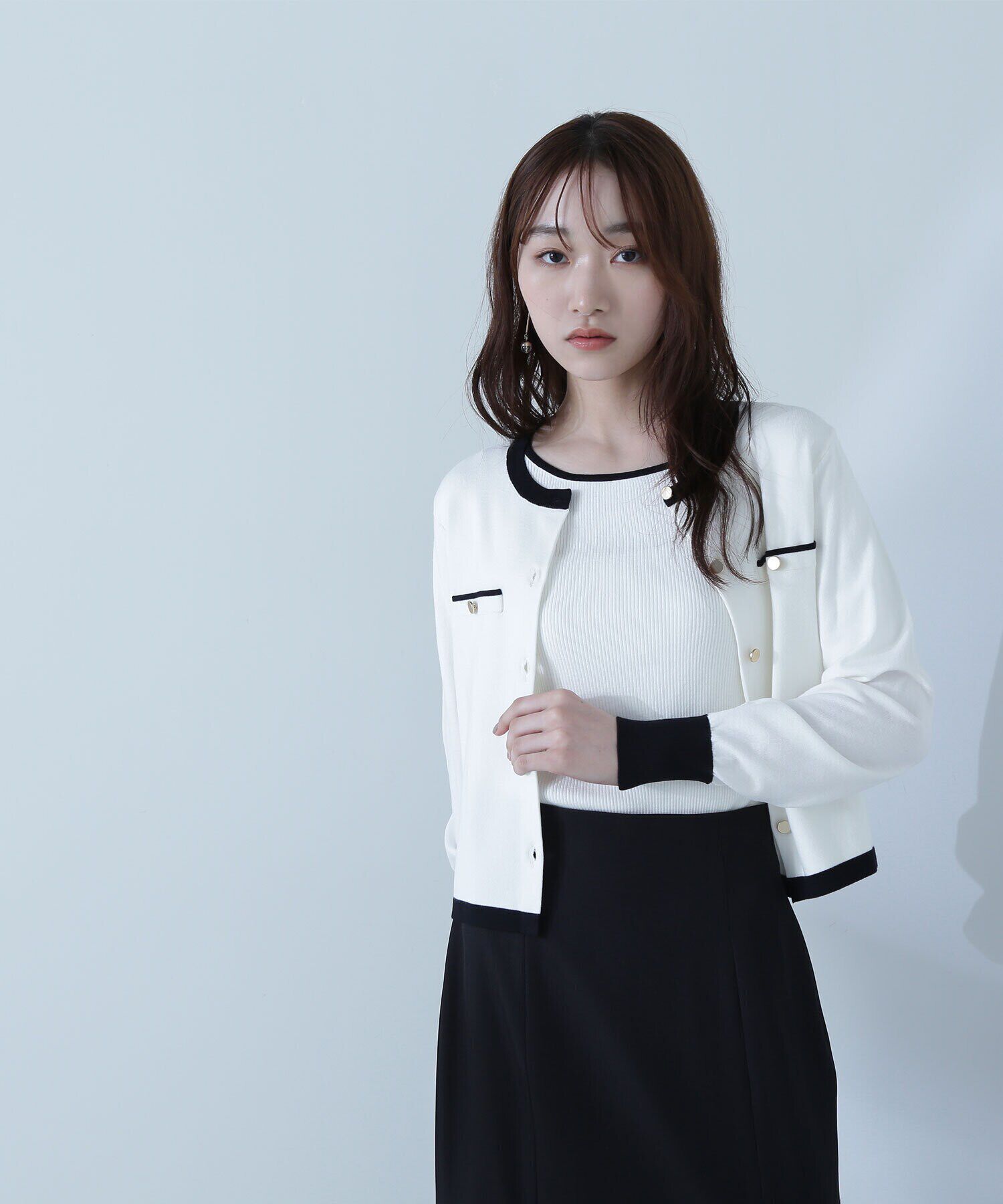  「バイカラーニットアンサンブル」|ニット・セーター|