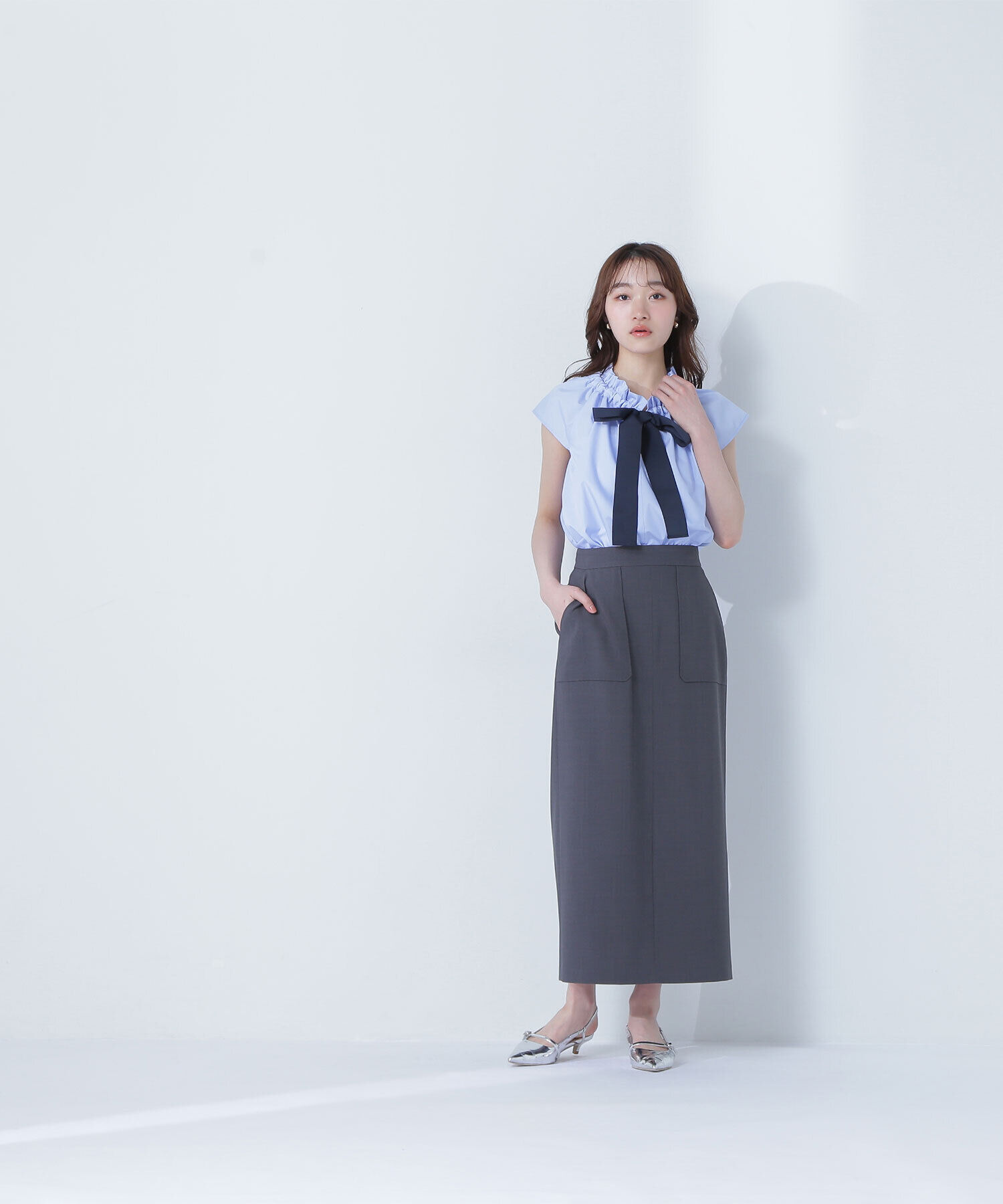  「リネンライクアウトポケットスカート」|スカート|