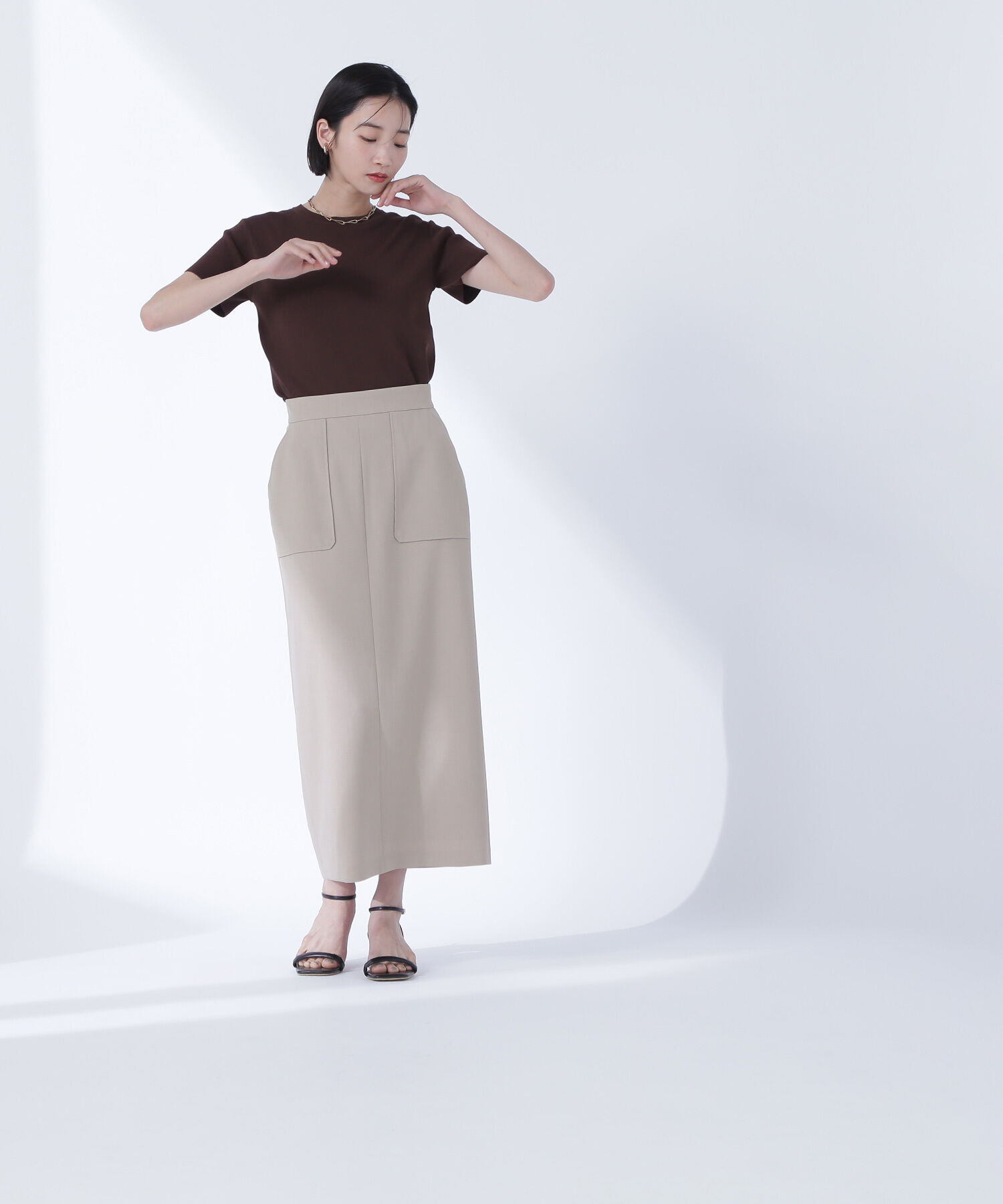  「リネンライクアウトポケットスカート」|スカート|