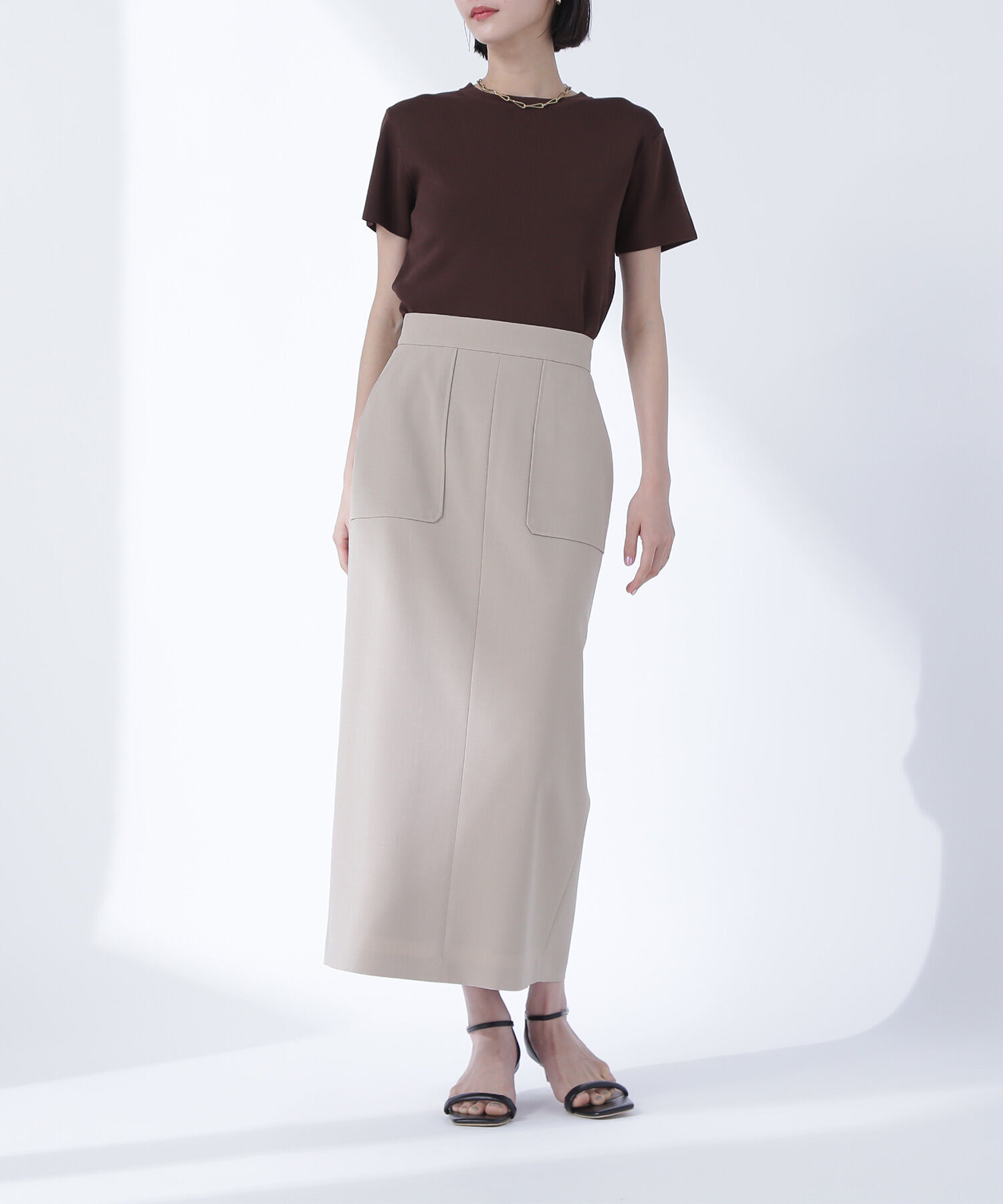  「リネンライクアウトポケットスカート」|スカート|