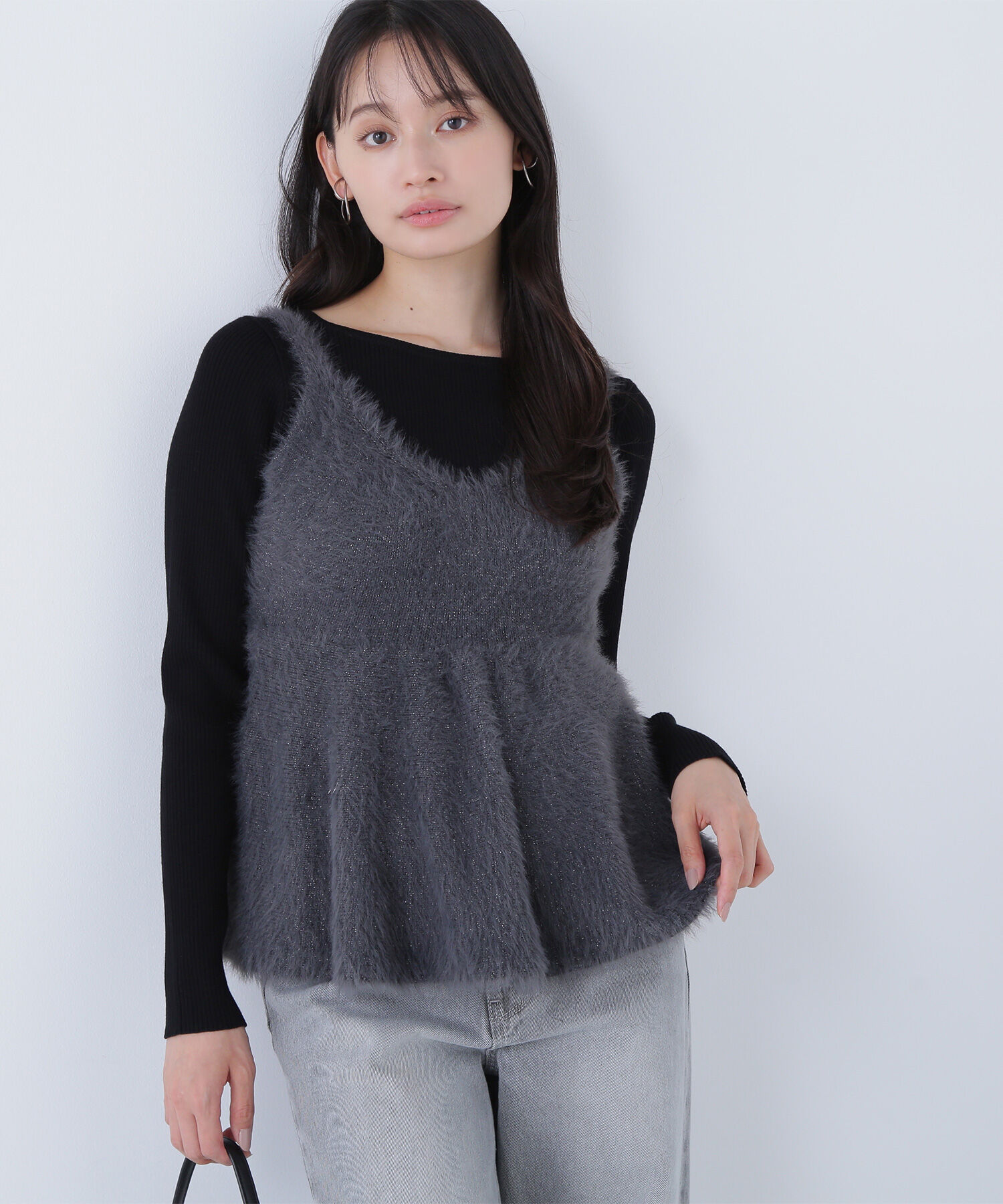  「ヘアリーペプラムキャミセットニット」|ニット・セーター|