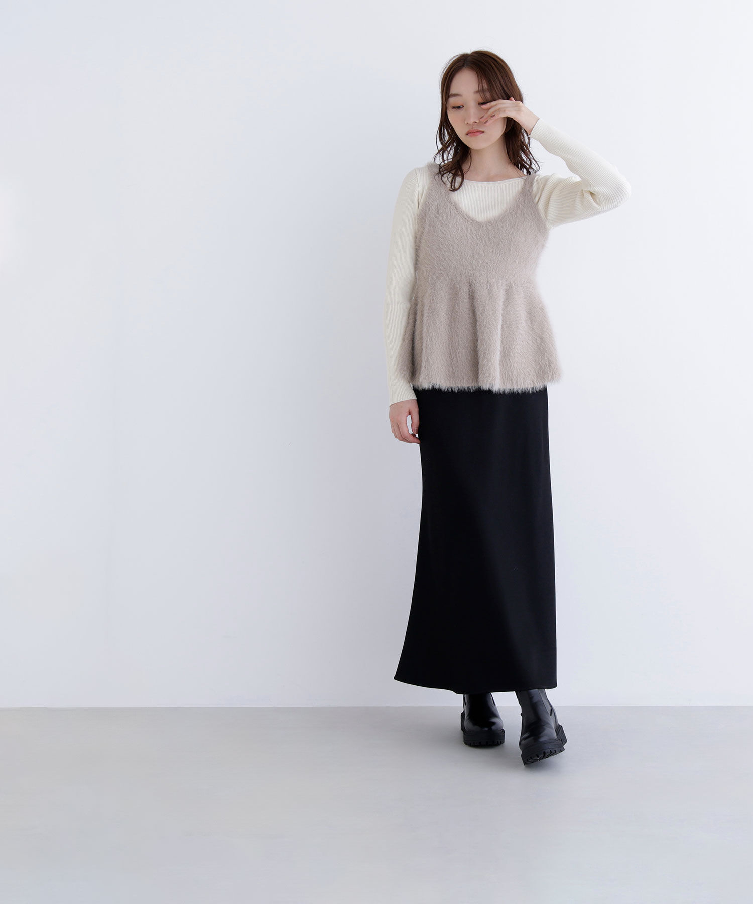  「ヘアリーペプラムキャミセットニット」|ニット・セーター|