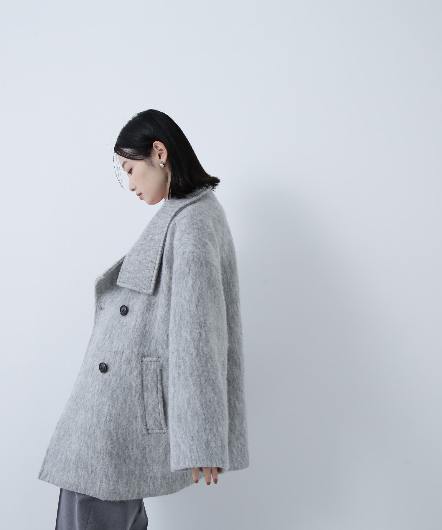  「スタンドネックシャギーミディコート」|ブルゾン・スタジャン|