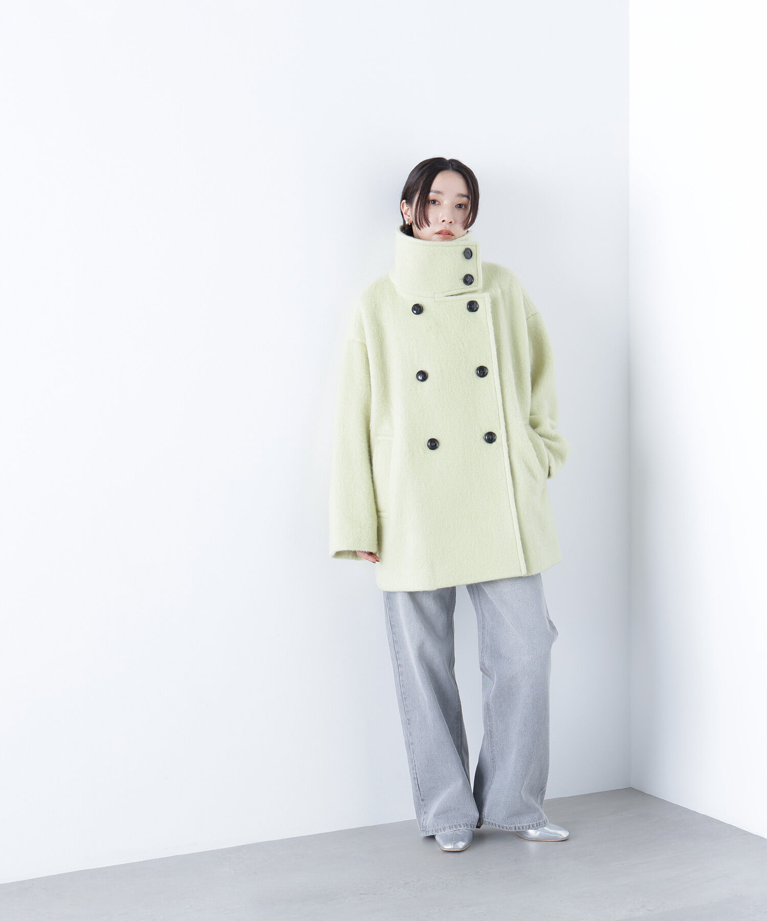  「スタンドネックシャギーミディコート」|ブルゾン・スタジャン|