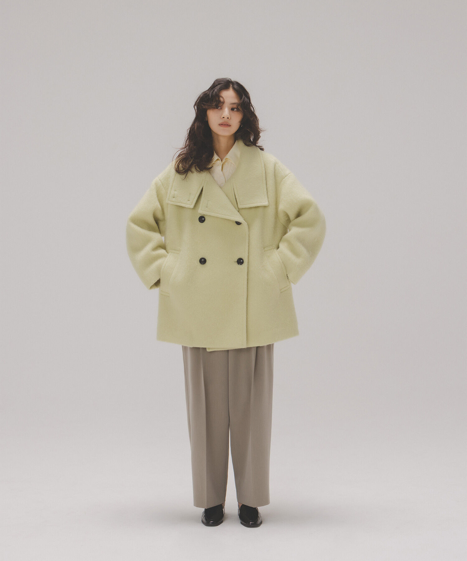  「スタンドネックシャギーミディコート」|ブルゾン・スタジャン|