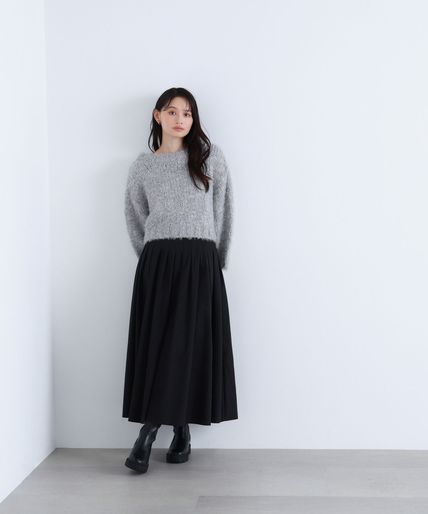  「2wayネックスラブヤーンニット」|ニット・セーター|