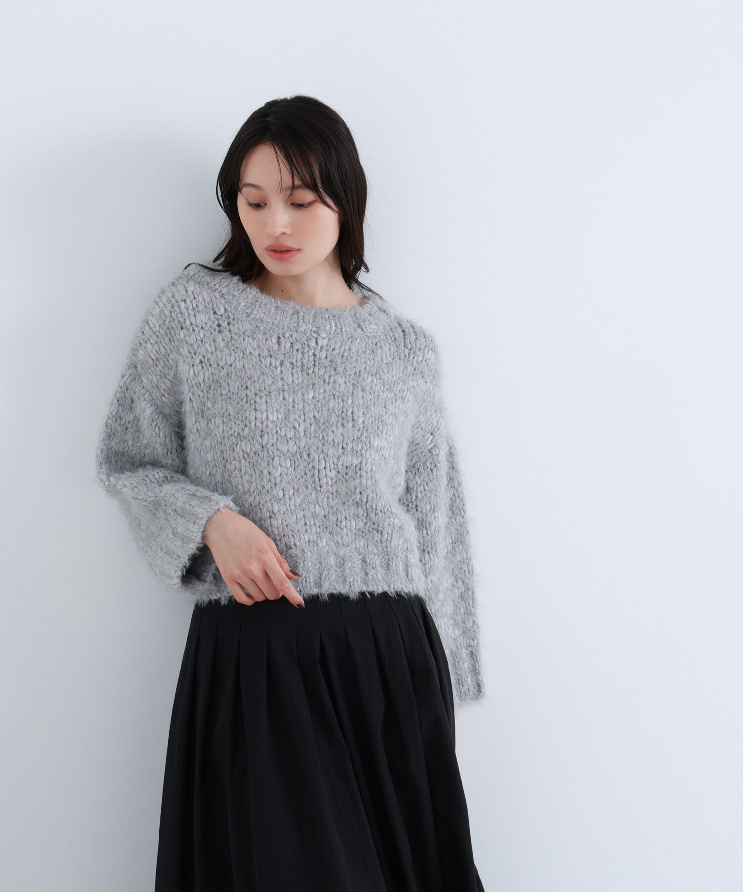  「2wayネックスラブヤーンニット」|ニット・セーター|