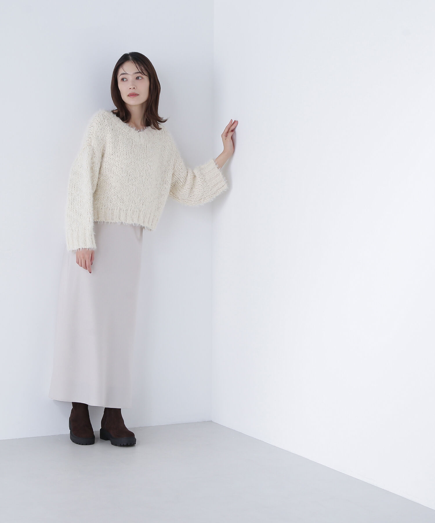  「2wayネックスラブヤーンニット」|ニット・セーター|