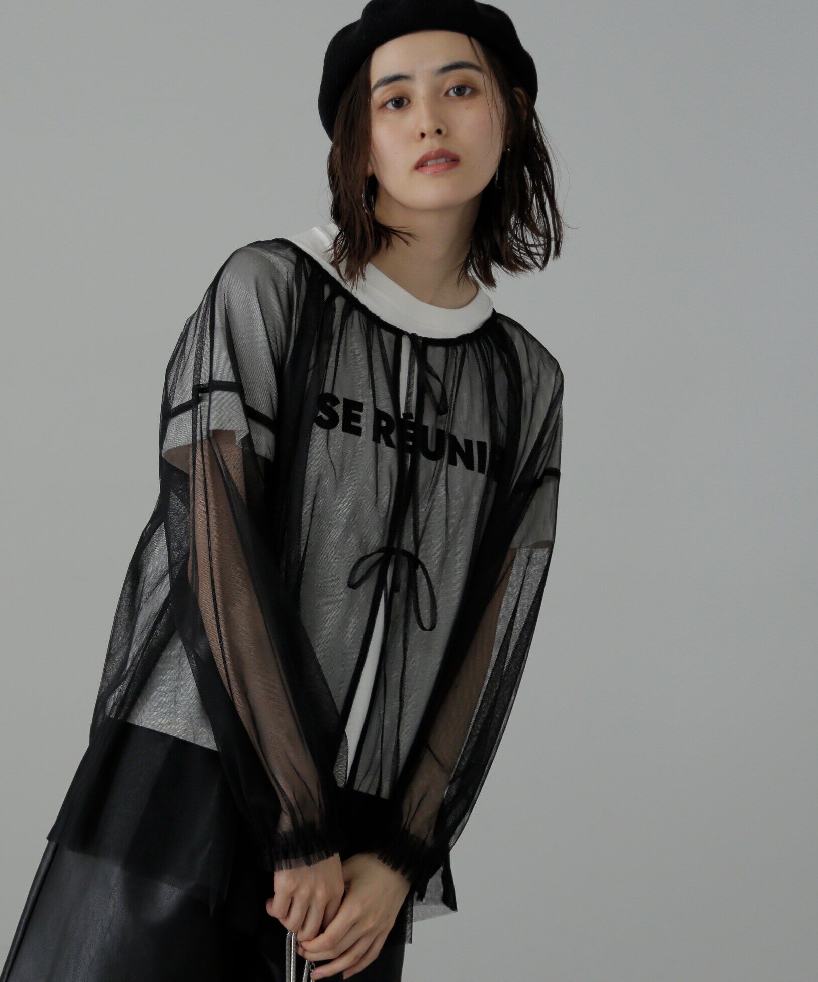  「チュール前後2Wayオーバーブラウス」|シャツ・ブラウス|