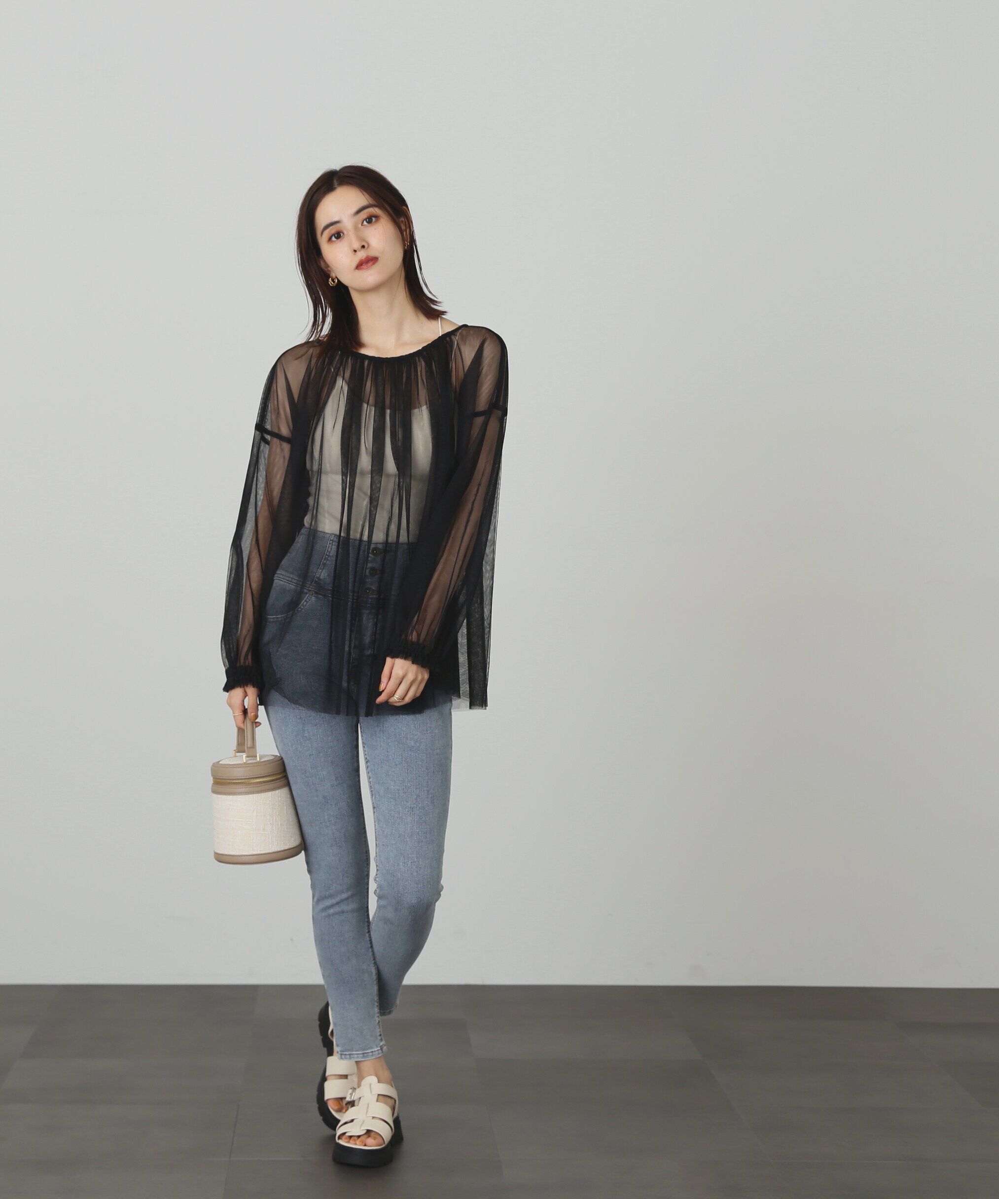  「チュール前後2Wayオーバーブラウス」|シャツ・ブラウス|