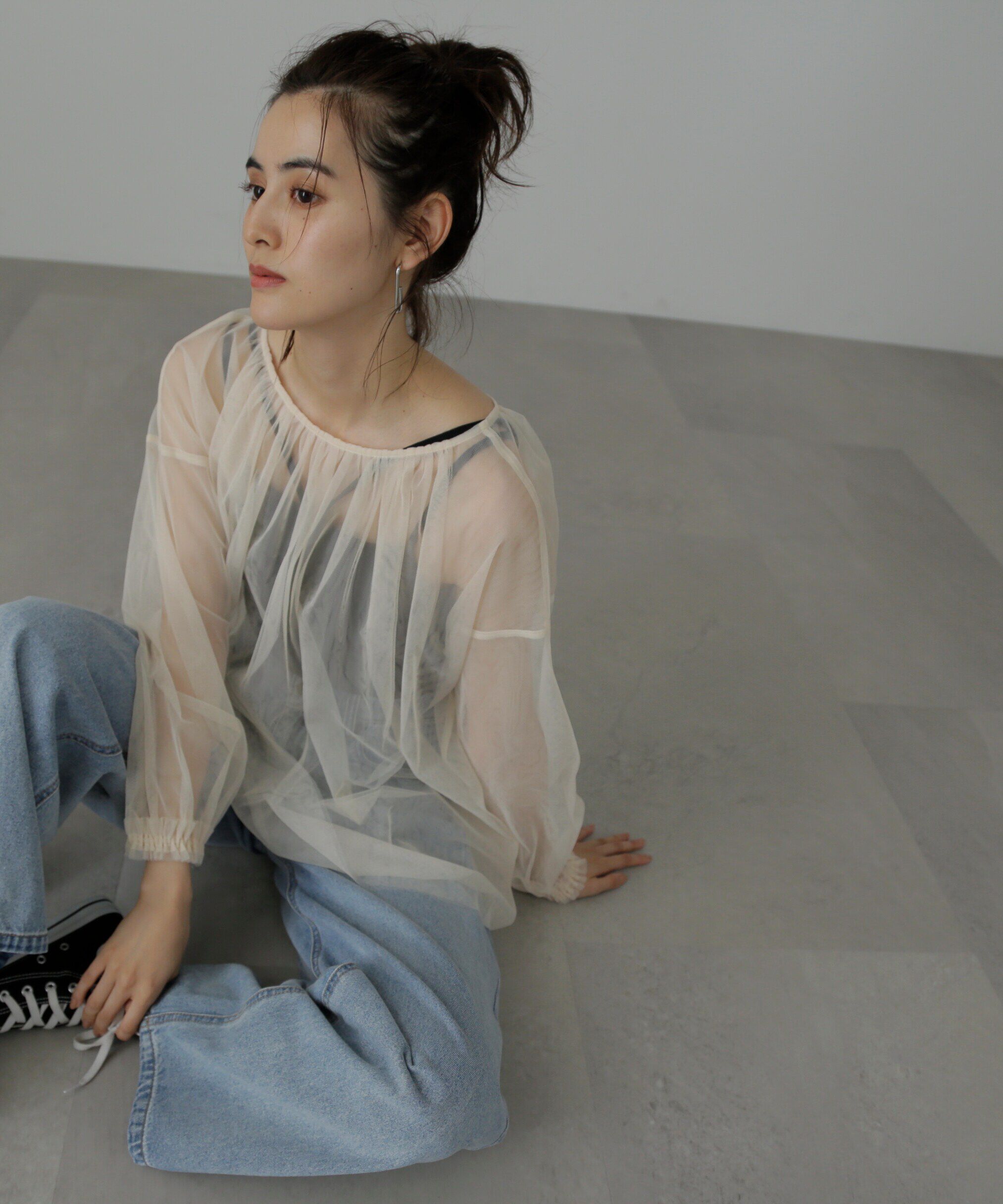  「チュール前後2Wayオーバーブラウス」|シャツ・ブラウス|