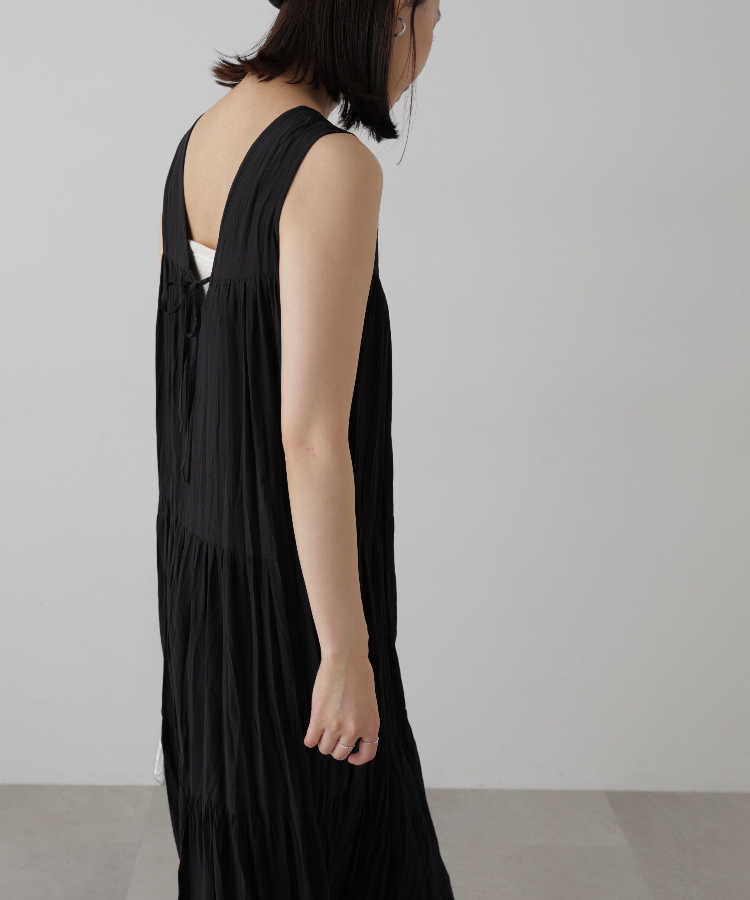  「ワッシャーティアードノースリーブワンピース」|ワンピース|