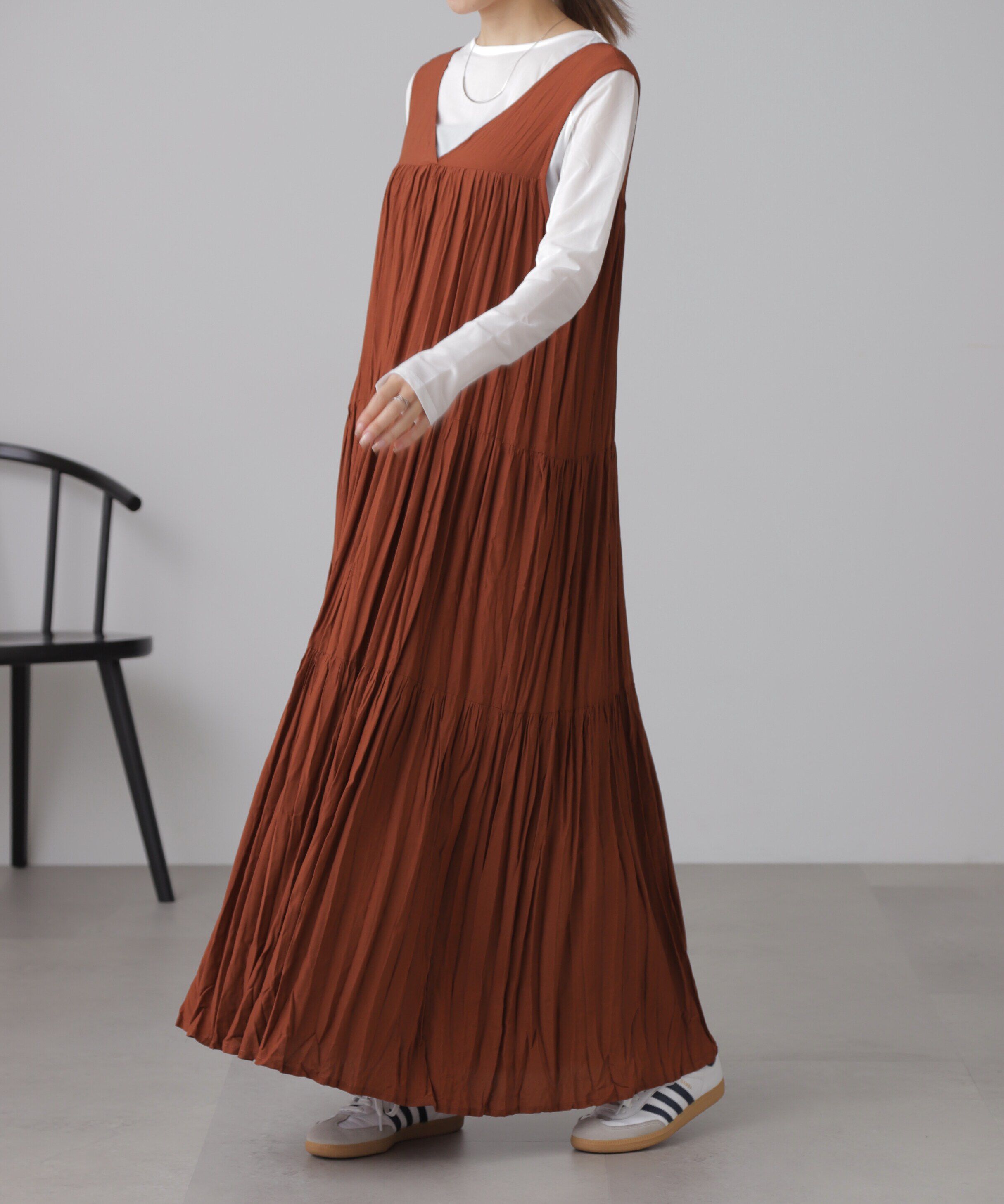  「ワッシャーティアードノースリーブワンピース」|ワンピース|モカ