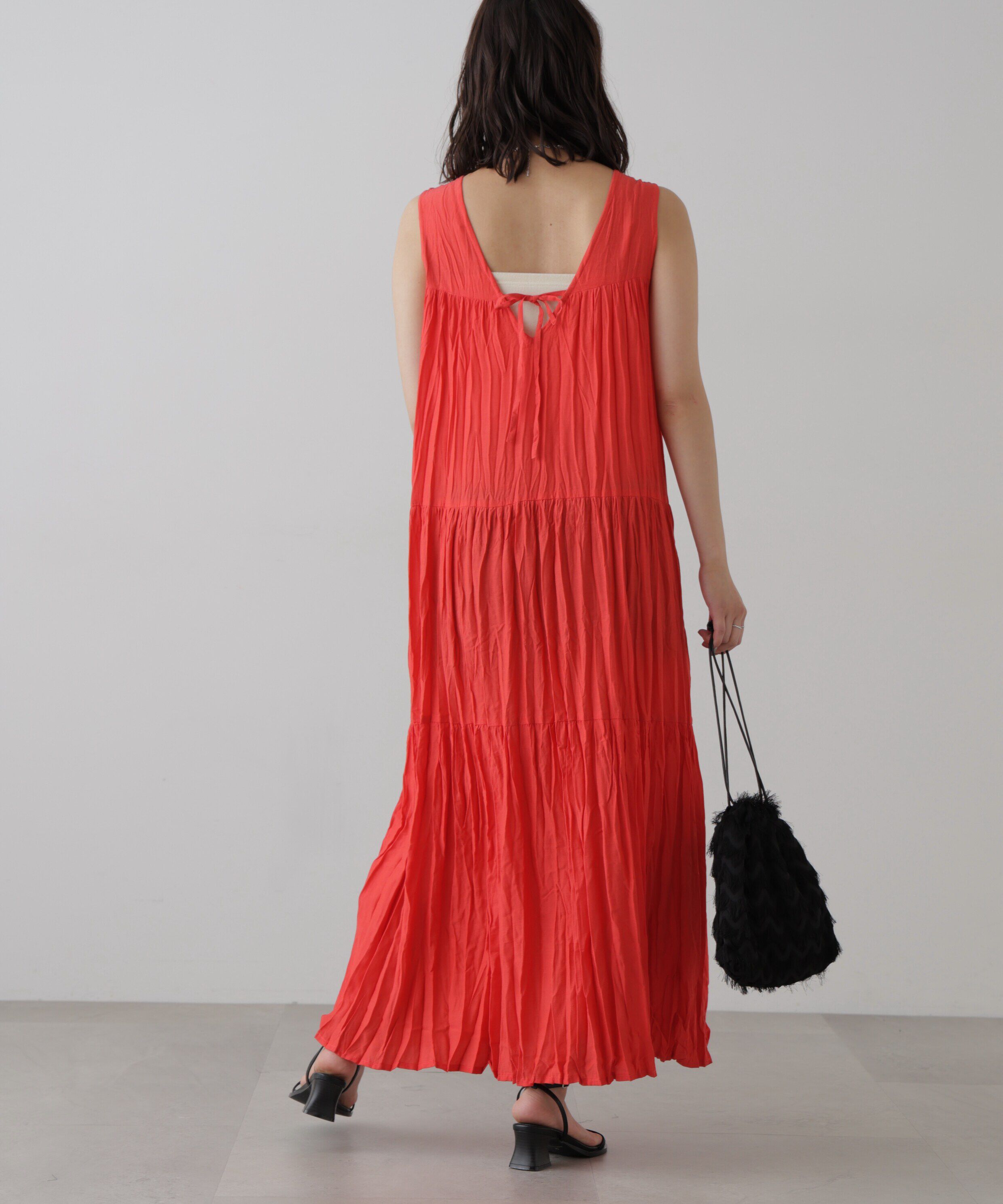  「ワッシャーティアードノースリーブワンピース」|ワンピース|